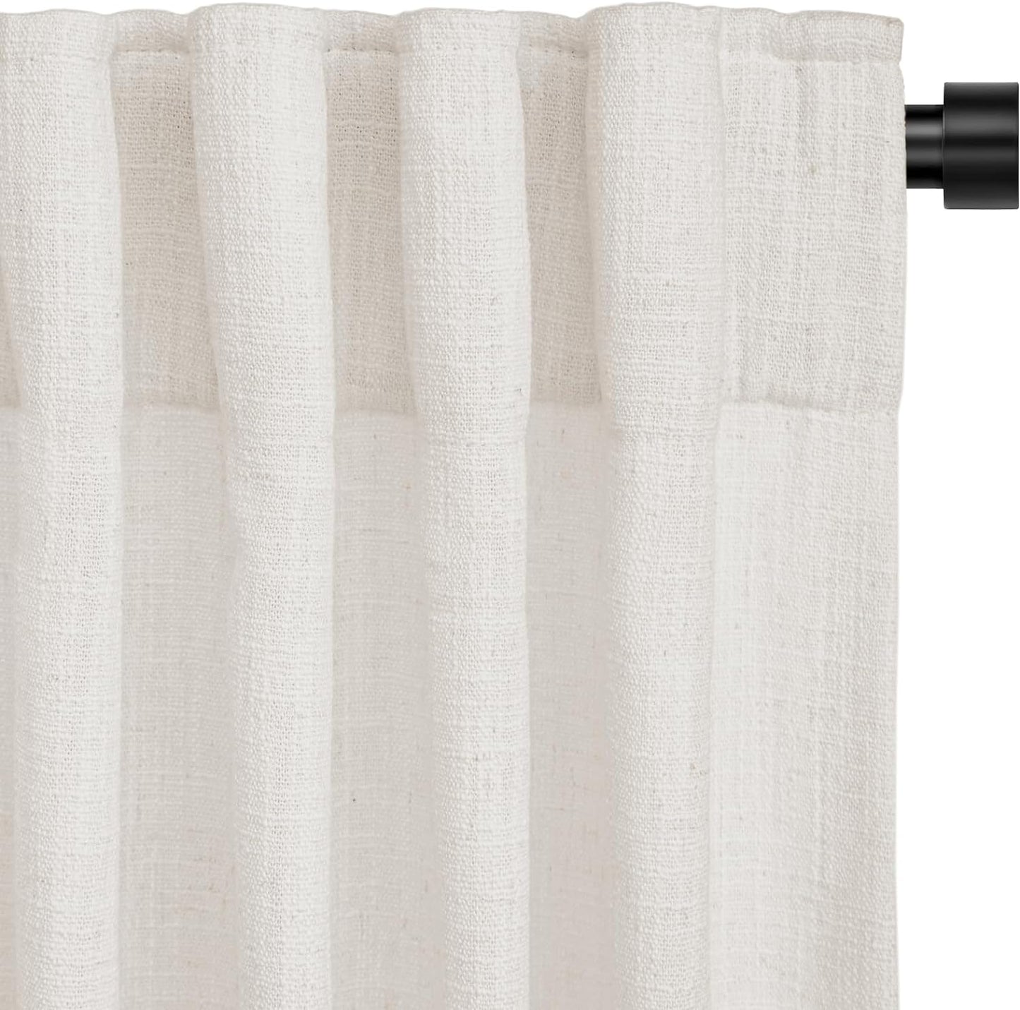 INOVADAY Beige White Linen Curtains 96 Inches Long for Living Room Bedroom, Back Tab Sheer Privacy Curtains 96 Inch Length 2 Panels, Light Filtering Farmhouse Curtains & Drapes Cream Colored, W50Xl96  INOVADAY 04 Ivory 50"W X96"L 