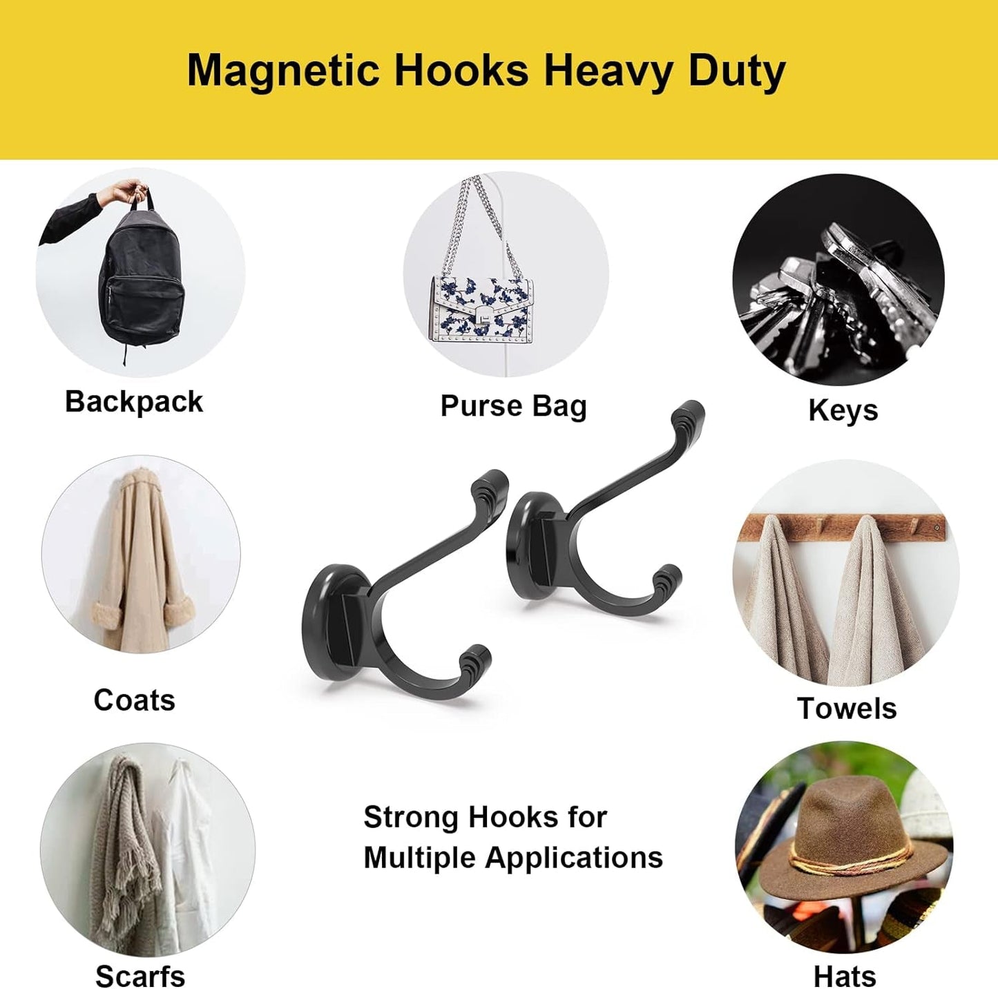 Ant Mag Magnetic Hooks Heavy Duty 140Lbs Neodymium Magnet Wall Hooks for Hanging Coats Robes Backpacks Bags Hats Keys Mugs Cups Towels