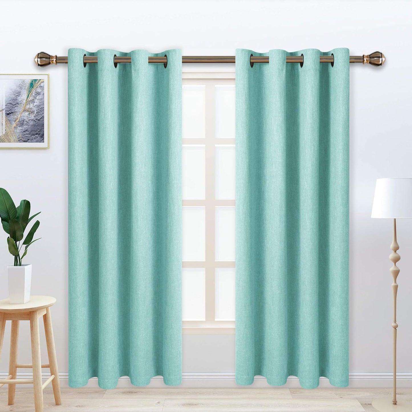 LORDTEX Linen Look Textured Blackout Curtains with Thermal Insulated Liner - Heavy Thick Grommet Window Drapes for Bedroom, 50 X 84 Inches, Ivory, Set of 2 Panels  LORDTEX Seafoam 50 X 95 Inches 