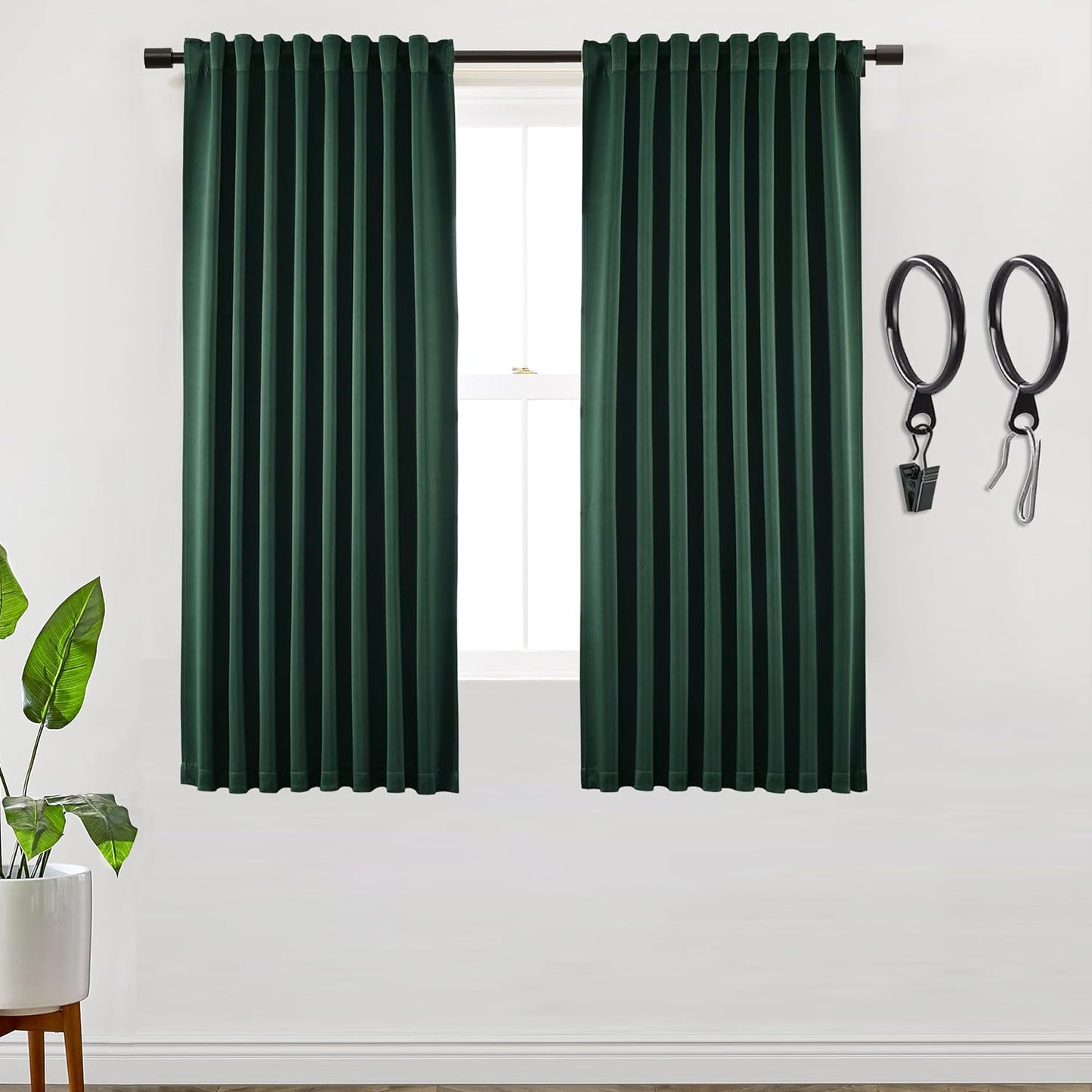 SHINELAND Beige Room Darkening Curtains 105 Inches Long for Living Room Bedroom,Cortinas Para Cuarto Bloqueador De Luz,Thermal Insulated Back Tab Pleat Blackout Curtains for Sunroom Patio Door Indoor  SHINELAND Emerald Green 2X(52"Wx63"L) 