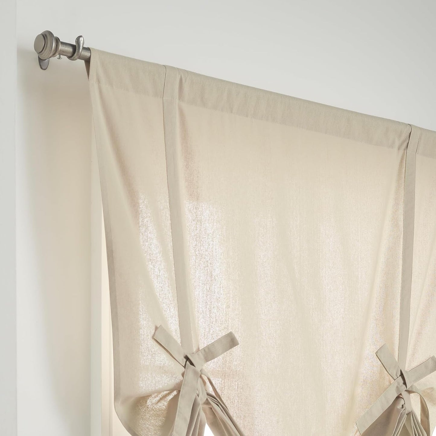 Drop Cloth Tie-Up Shade, Rod Pocket, Light Filtering Window Shade, 63 in Long X 42 in Wide, Linen