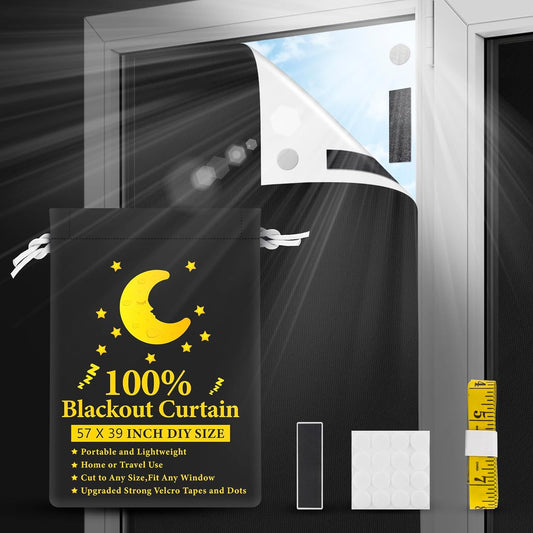 Portable Blackout Curtains, 57"X 39" Blackout Shades for Windows 100% Black Out Temporary Blackout Blinds for Bedroom Baby Nursery Window Travel Dorm Room  YOOMINI 57" X 39"  