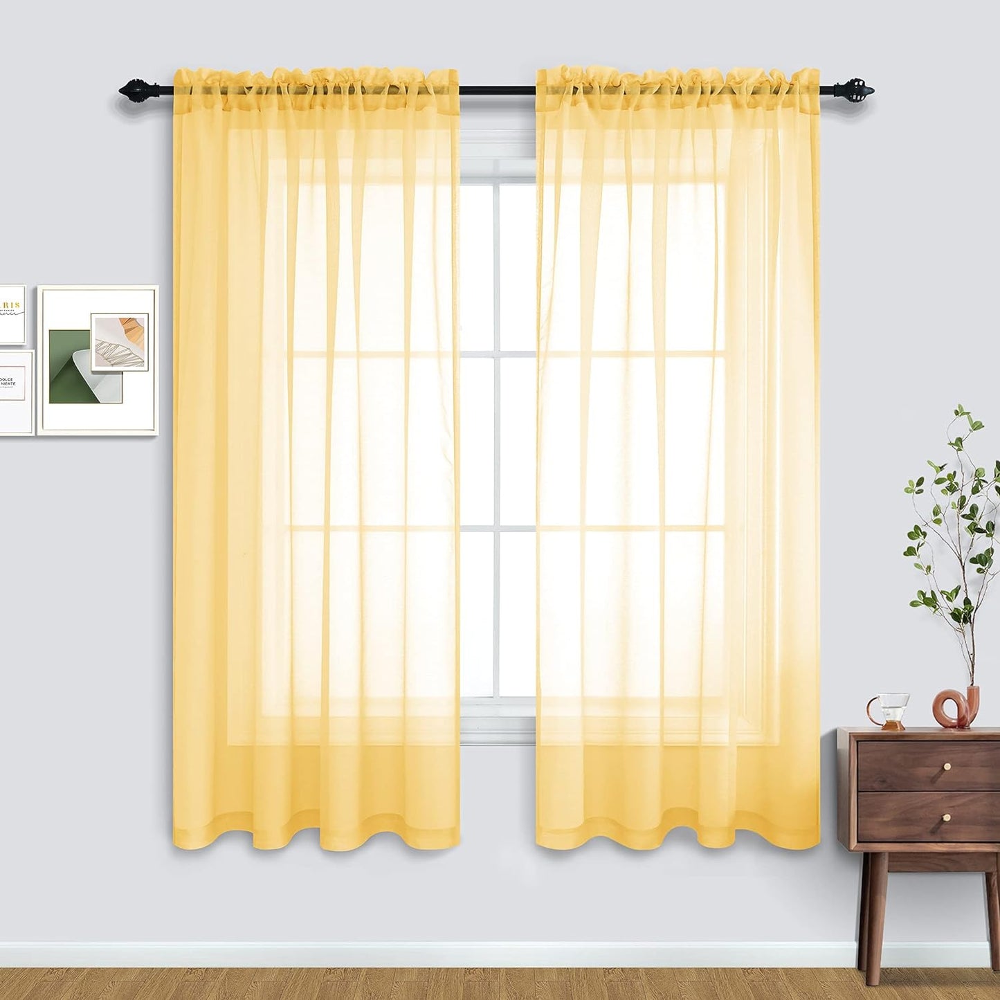 Terracotta Curtains 84 Inch Length for Living Room 2 Panel Sets Rod Pocket Sheer Curtains for Living Room Rust Burnt Orange Red  PITALK TEXTILE Yellow 52X63 