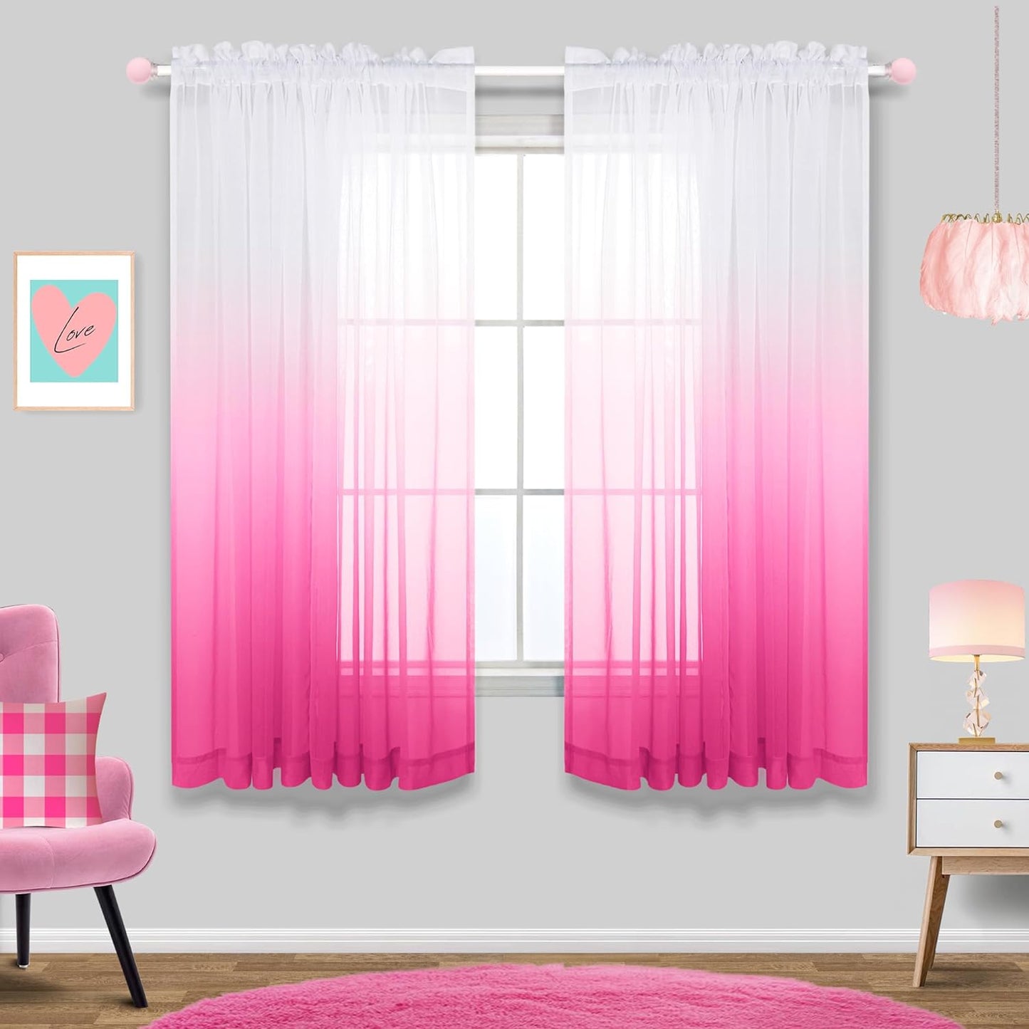 KOUFALL Sage Green Curtains 63 Inch Length for Living Room,2 Panel Set Rod Pocket Boho Curtains for Bedroom 63 Inches Long  KOUFALL TEXTILE Pink 52X63 