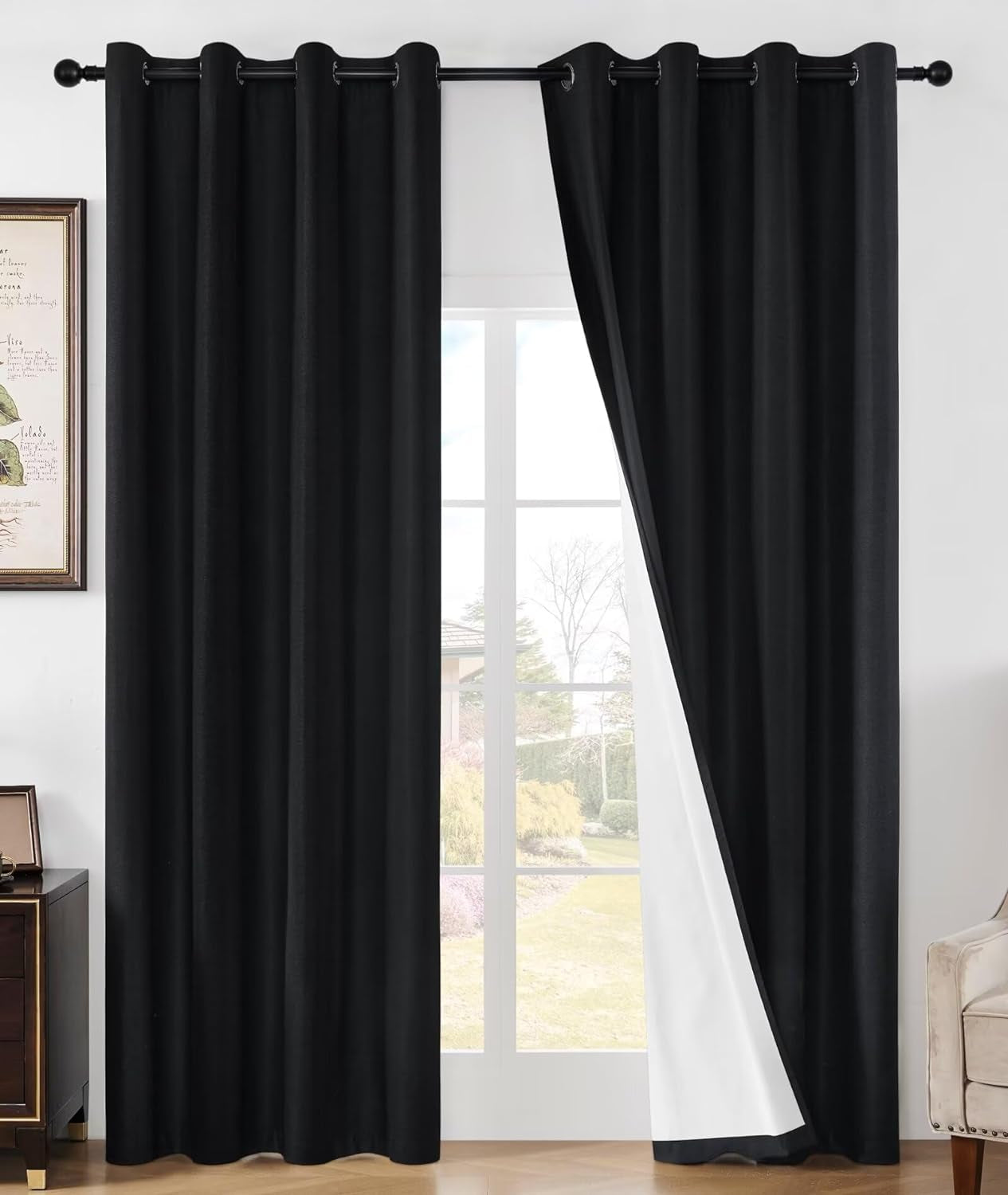 Joydeco 100% Blackout Curtains for Bedroom, Black Out Curtains 90 Inch Long, Ivory White Curtains for Living Room Window Thermal Insulated Drapes(W52 X L90 Inch, Ivory)  Joydeco 100 Blackout | Pure Black 52W X 72L Inch X 2 Panels 
