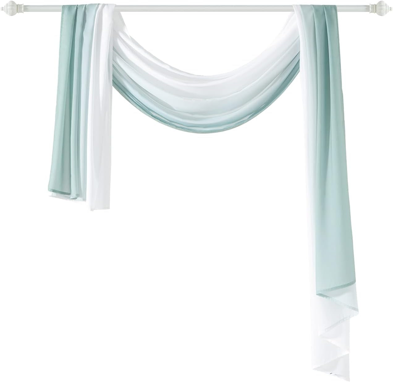 NAPEARL Ombre Window Scarf Valance, Romantic Gradient Voile Scarf Valance for Ceremony Backdrop, Wedding Arch, Kids Bedroom, Decorative Swag Curtain 216 Inches, Grey