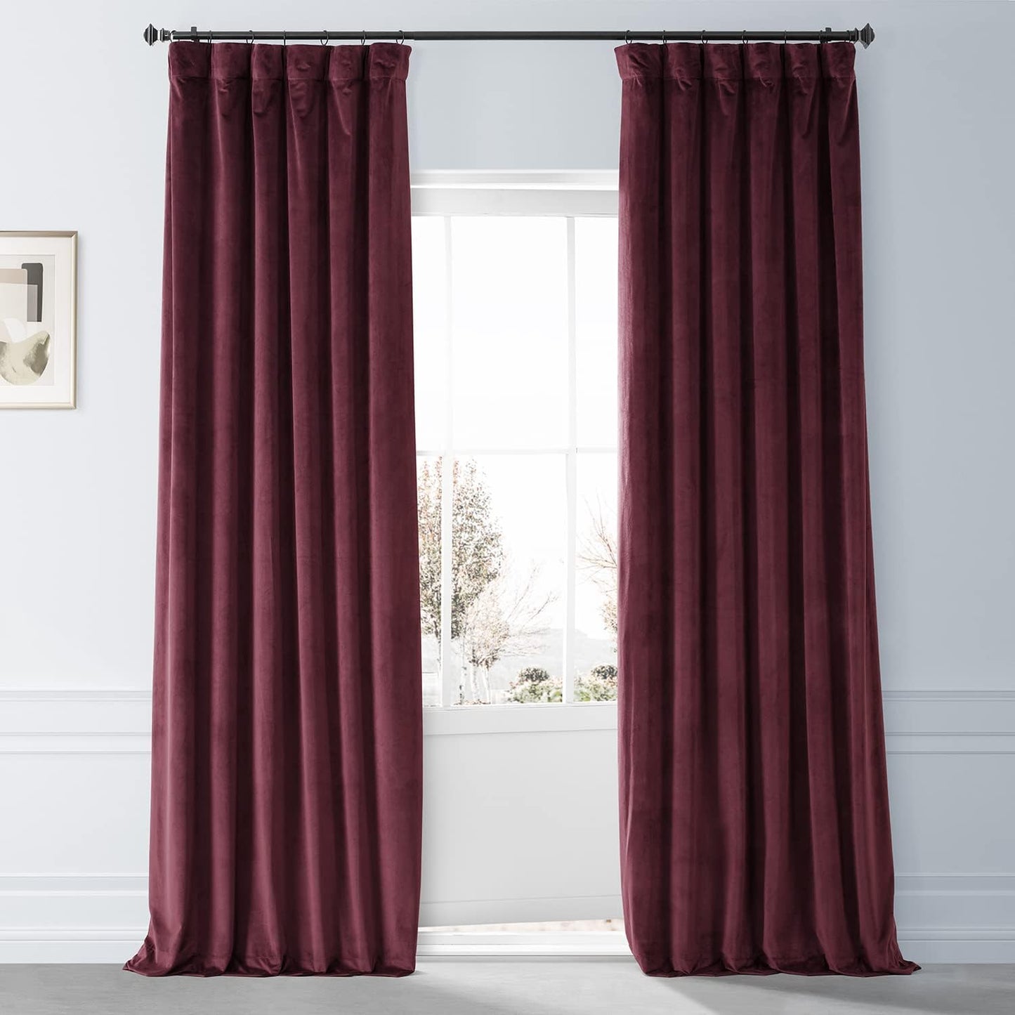 HPD HALF PRICE DRAPES Blackout Solid Thermal Insulated Window Curtain 50 X 96 Signature Plush Velvet Curtains for Bedroom & Living Room (1 Panel), VPYC-SBO198593-96, Diva Cream  Exclusive Fabrics & Furnishings Pomegranate Juice 50 X 108 