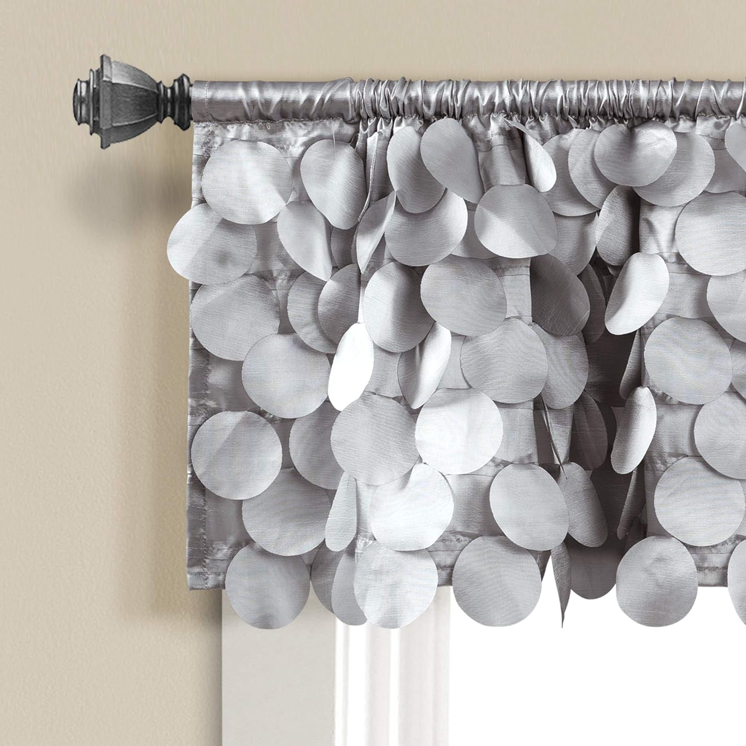 Lush Décor, Light Gray Lush Decor Gigi Valance Textured Window Kitchen Curtain (Single), 70" W X 14" L