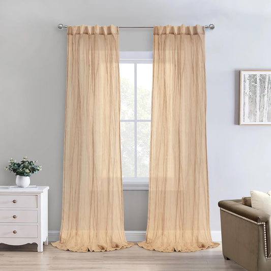 Richmark International Paloma Sheer Dual Header Curtain Panel 52 X 95 in Apricot  Commonwealth Home Fashions Apricot 52" X 108" 