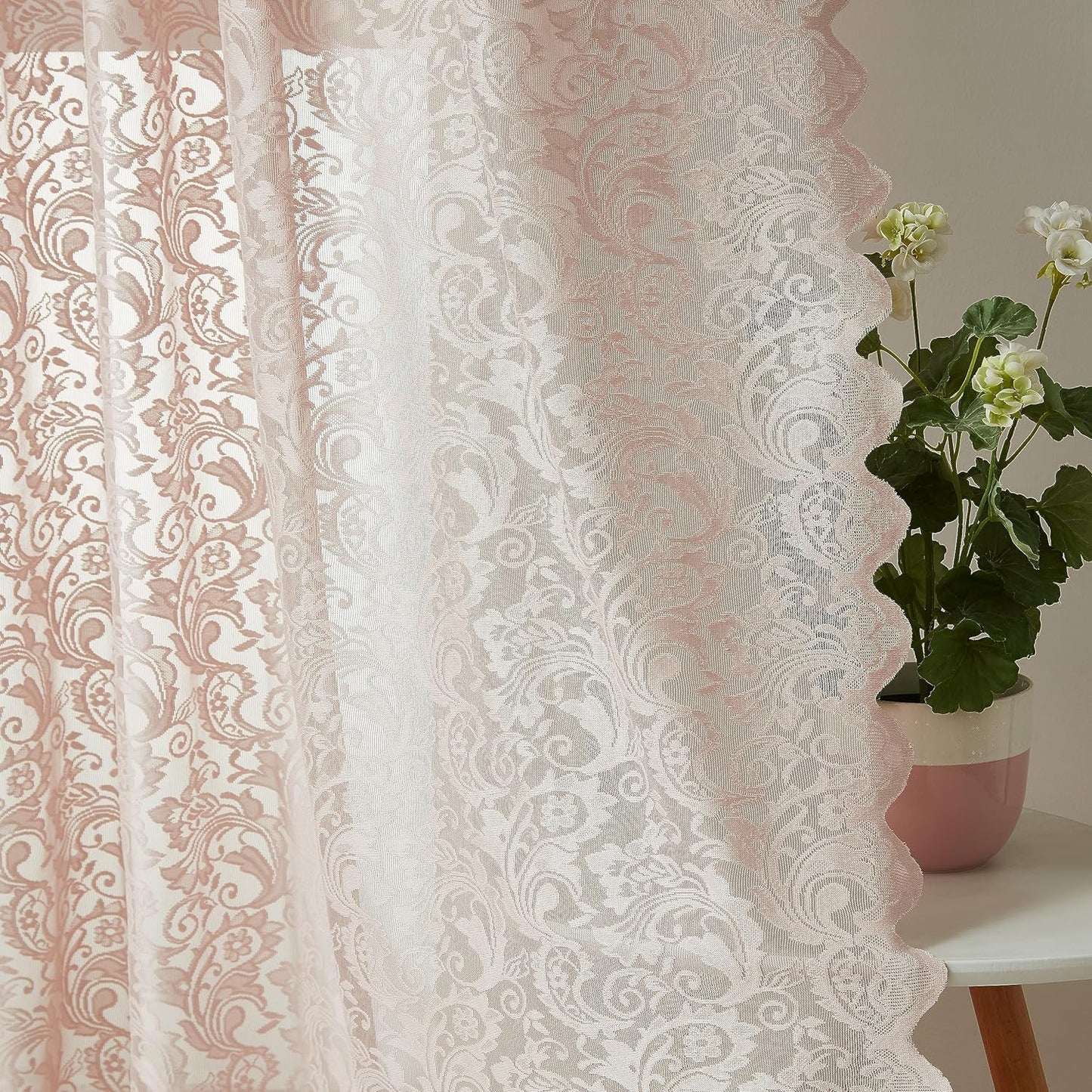 Black Sheer Lace Curtains 84 Inch Vintage Floral Sheer Gothic Curtain Panels for Living Room Bedroom Luxury Light Filtering Drapes Black Window Treatment Sets Rod Pocket 2 Panels 54" Wx84 L  Bujasso Rod Pocket Pink 54"X54"X2 