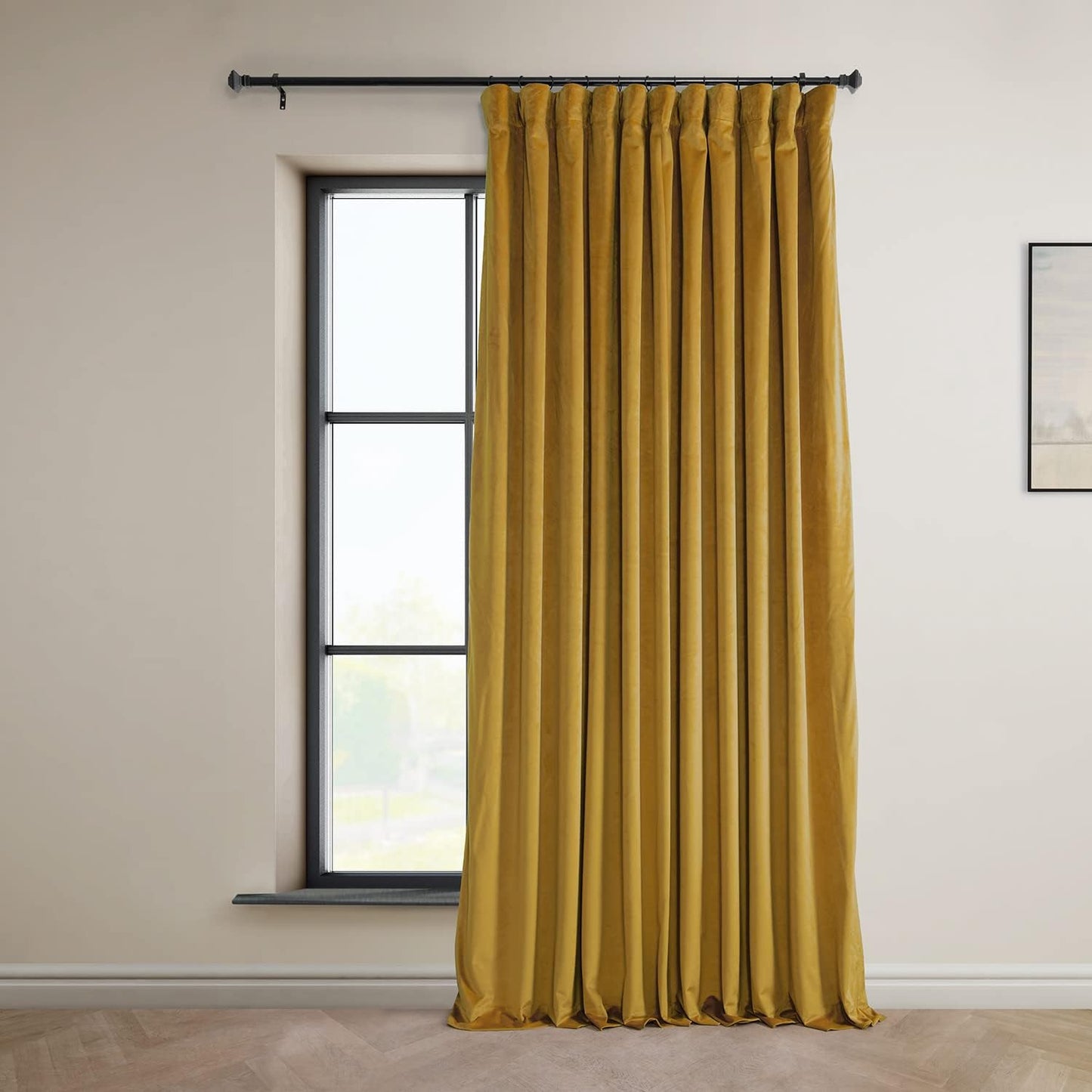 HPD HALF PRICE DRAPES Blackout Solid Thermal Insulated Window Curtain 50 X 96 Signature Plush Velvet Curtains for Bedroom & Living Room (1 Panel), VPYC-SBO198593-96, Diva Cream  Exclusive Fabrics & Furnishings Sophomore Gold 100 X 84 