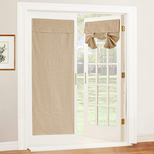 RYB HOME French Door Blinds Totally Blackout, Linen Blended Door Window Decor Room Darkening Privacy Window Shades for Skylight Patio Door French Glass Door, W26 X L69 Inch, Camel, 1 Panel  RYB HOME   