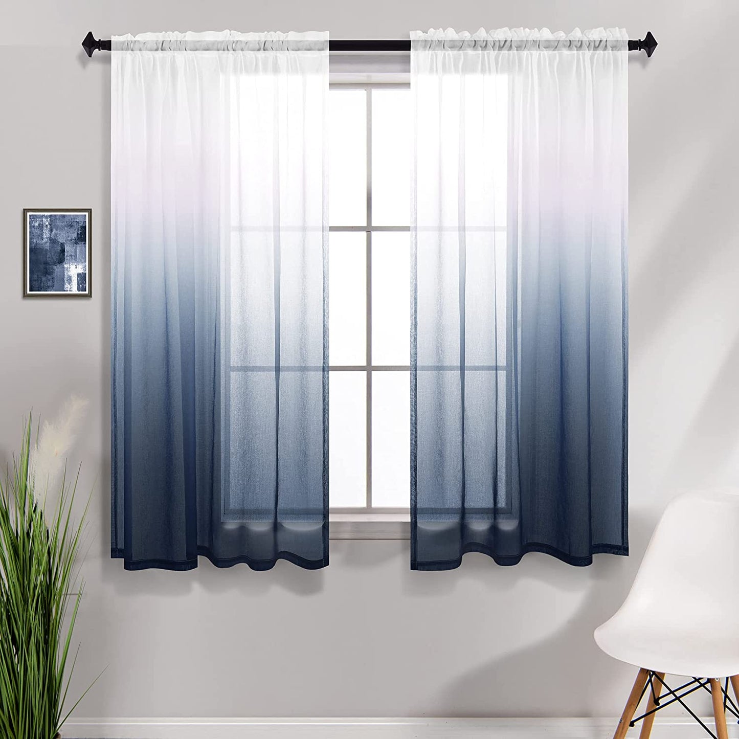 KOUFALL Sage Green Curtains 63 Inch Length for Living Room,2 Panel Set Rod Pocket Boho Curtains for Bedroom 63 Inches Long  KOUFALL TEXTILE Navy Blue 42X45 