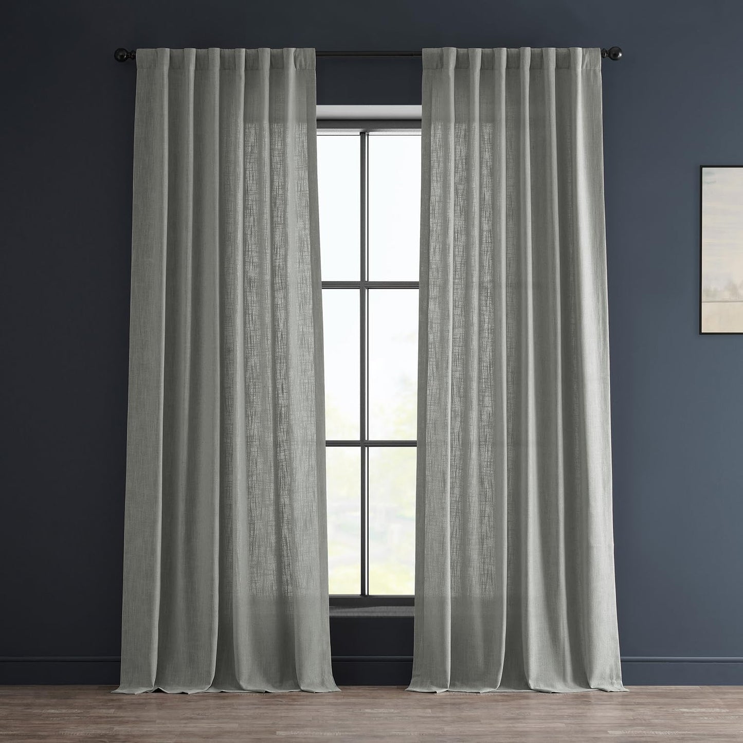 HPD Half Price Drapes Semi Sheer Faux Linen Curtains for Bedroom 96 Inches Long Light Filtering Living Room Window Curtain (1 Panel), 50W X 96L, Rice White  EFF Ash Grey 50W X 120L 