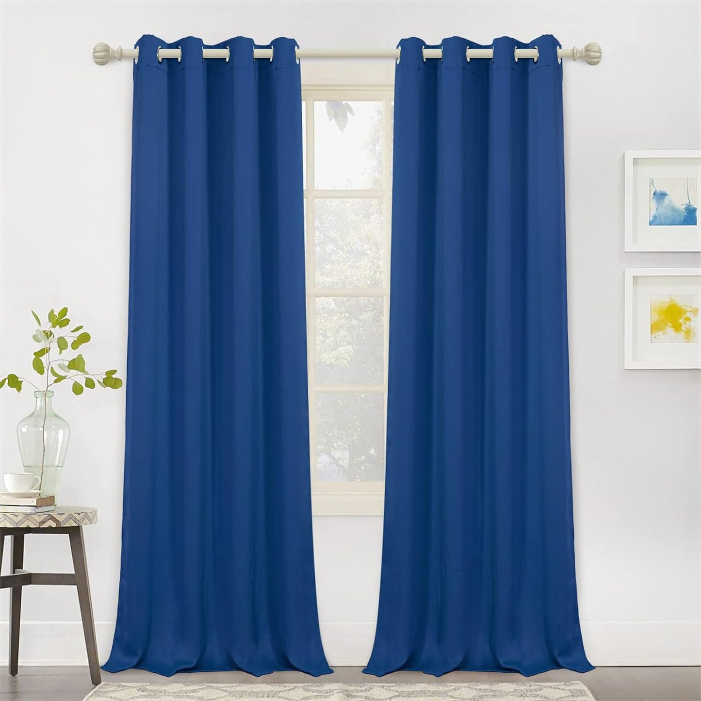 MYSKY HOME Black Curtains for Bedroom 90 Inch Long Blackout Curtains for Living Room 2 Panels Thermal Insulated Grommet Room Darkening Curtains Privacy Protect Window Drapes, 52 X 90 Inches, Black  MYSKY HOME Royal Blue 52W X 95L 