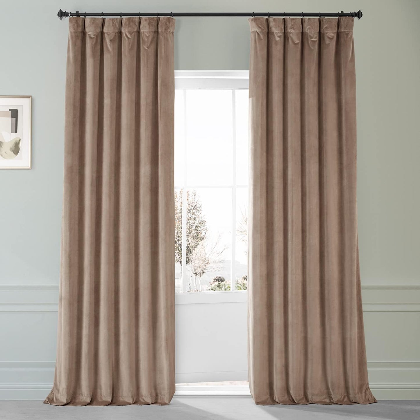 HPD HALF PRICE DRAPES Blackout Solid Thermal Insulated Window Curtain 50 X 96 Signature Plush Velvet Curtains for Bedroom & Living Room (1 Panel), VPYC-SBO198593-96, Diva Cream  Exclusive Fabrics & Furnishings Pashmina Taupe 50 X 108 