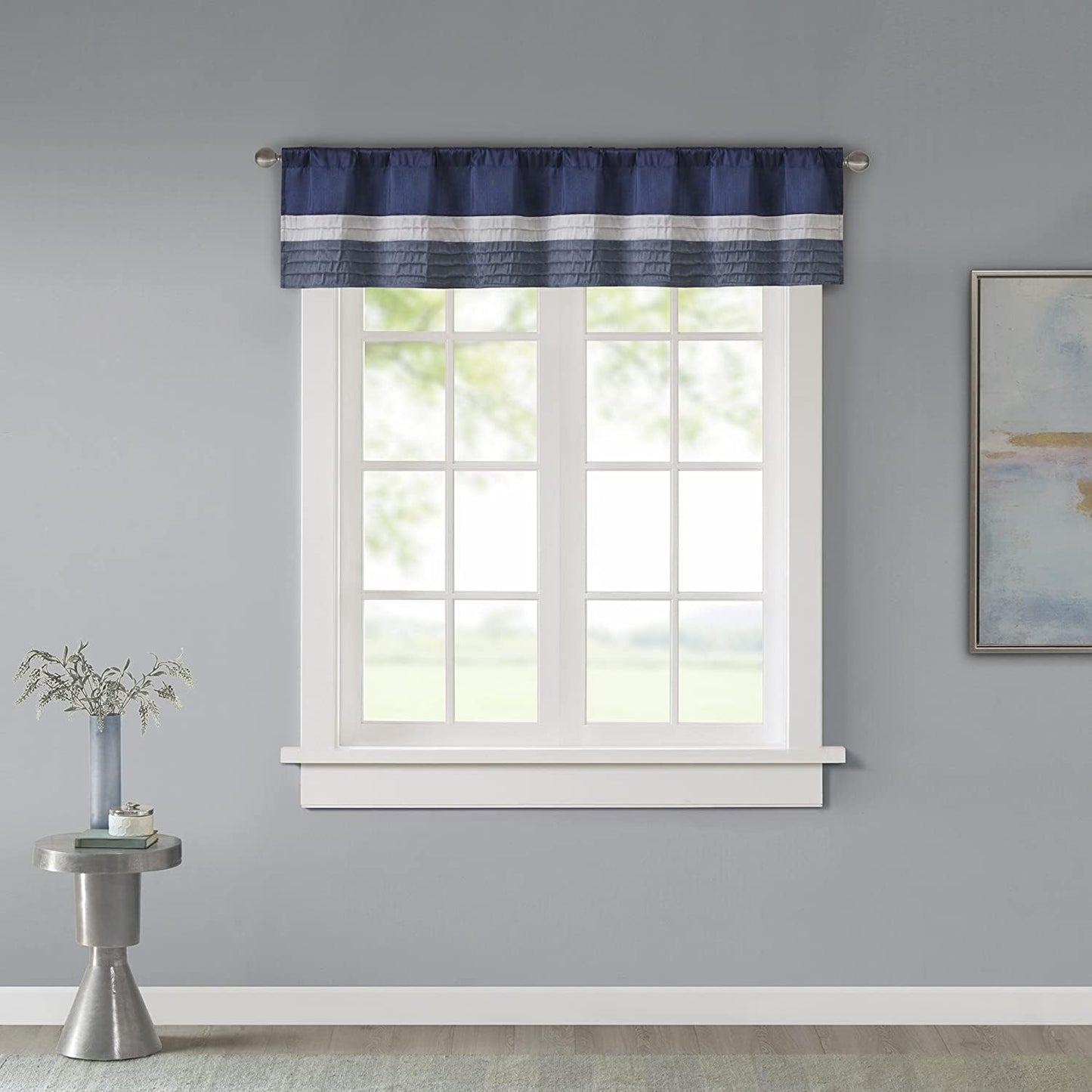 Madison Park Amherst Single Panel Faux Silk Rod Pocket Curtain with Privacy Lining for Living Room, Window Drape for Bedroom and Dorm, 50X84, Black  Madison Park Navy 18"X50" 