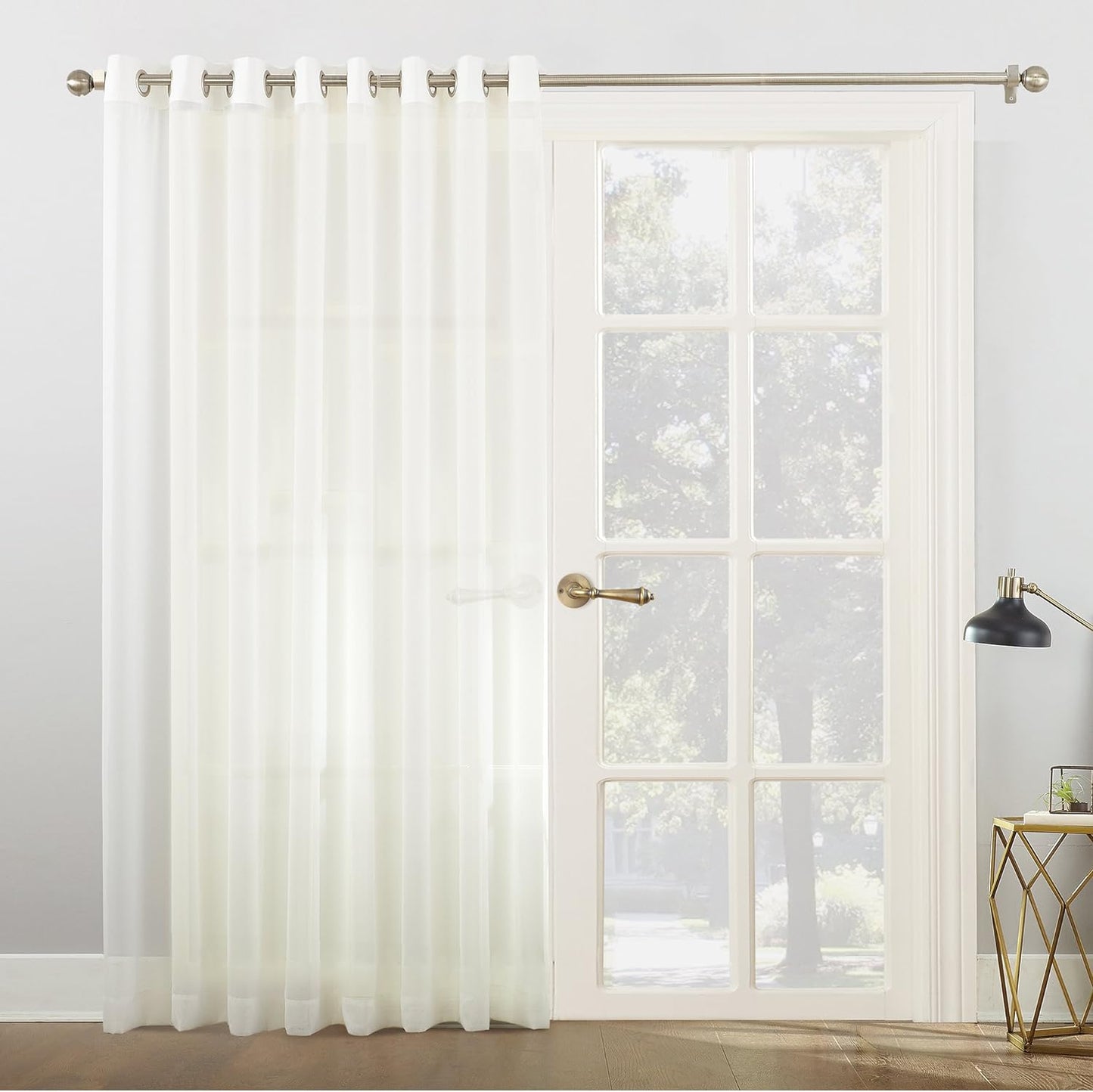 No. 918 Emily Sheer Voile Grommet Curtain Panel, 59" X 95", White  No. 918 Ivory Sliding Patio Door Curtain Panel 100" X 84"