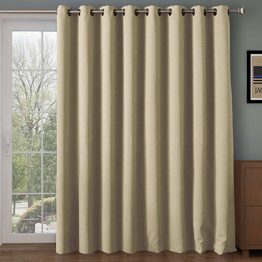 RHF Extra Wide Thermal Blackout Patio Door Curtain Panel, Sliding Door Curtains, Curtains for Sliding Glass Door:100" L X 84" W-Biscotti Beige  Rose Home Fashion Biscotti Beige W100Xl84 