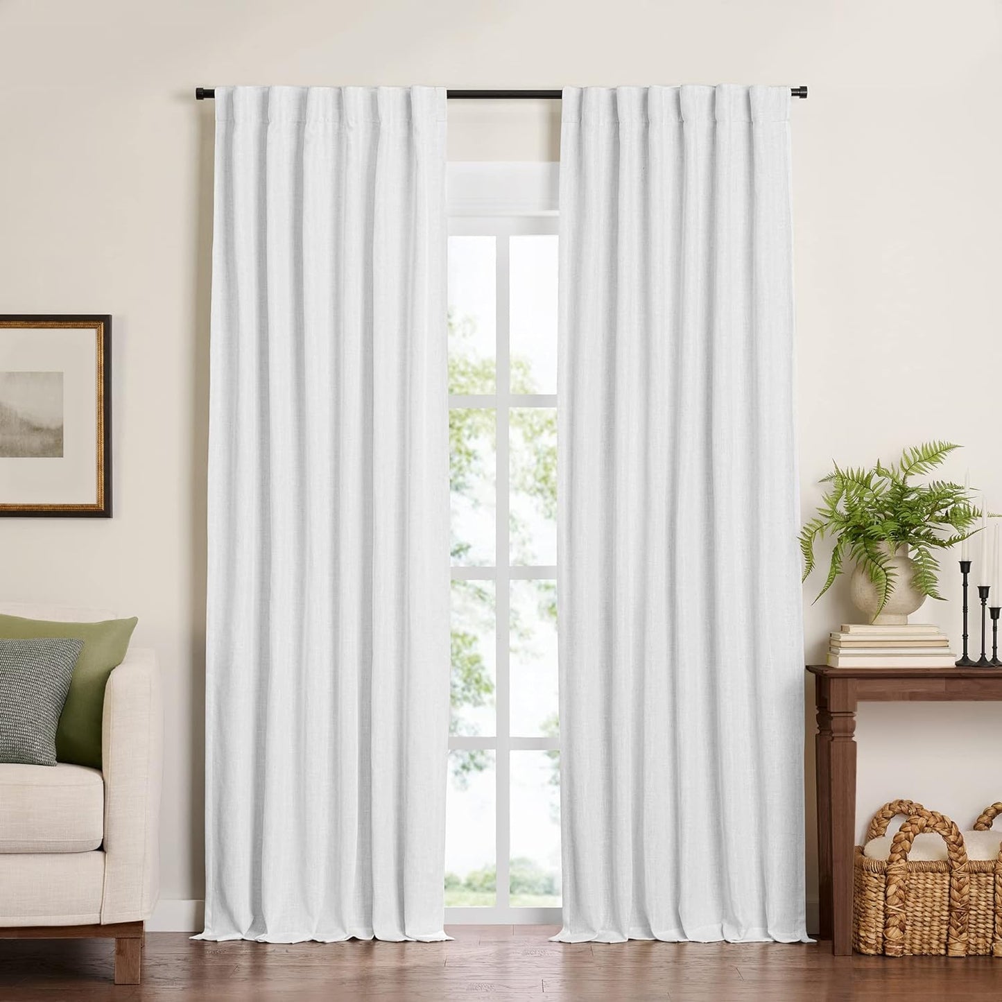 Elrene Home Fashions Harrow Solid Texture Blackout Single Window Curtain Panel, 52"X84", Natural  Elrene Home Fashions White 52"X84" (1 Panel) 