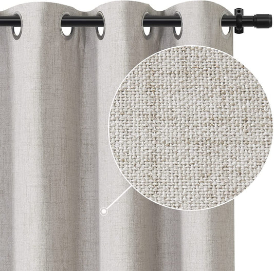 Rose Home Fashion Linen Blackout Curtains 84 Inch Length 2 Panels Set, 100% Black Out Curtains for Bedroom Windows 84 with Blackout Liner, Living Room Curtains & Drapes - (50X84 Beige)  Rose Home Fashion Beige W50 X L108 