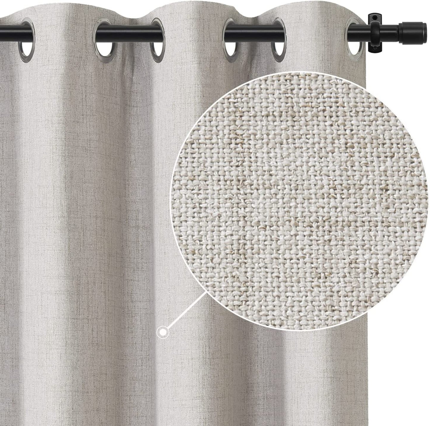 Rose Home Fashion Sliding Door Curtains, Primitive Linen Look 100% Blackout Curtains, Thermal Insulated Patio Door Curtains-1 Panel (W100 X L84, Grey)  Rose Home Fashion Beige W50 X L63|1 Panel 