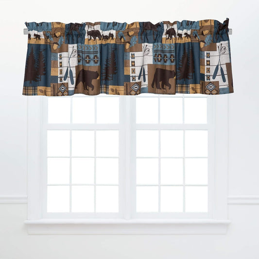 C&F Home Timber Trails Sky Valance Set of 2 Blue Brown and Tan Lodge Rustic 15.5" X 72" Cotton Curtains for Window Living Dining Bedroom Kitchen Window Valance 15.5 X 72 Blue