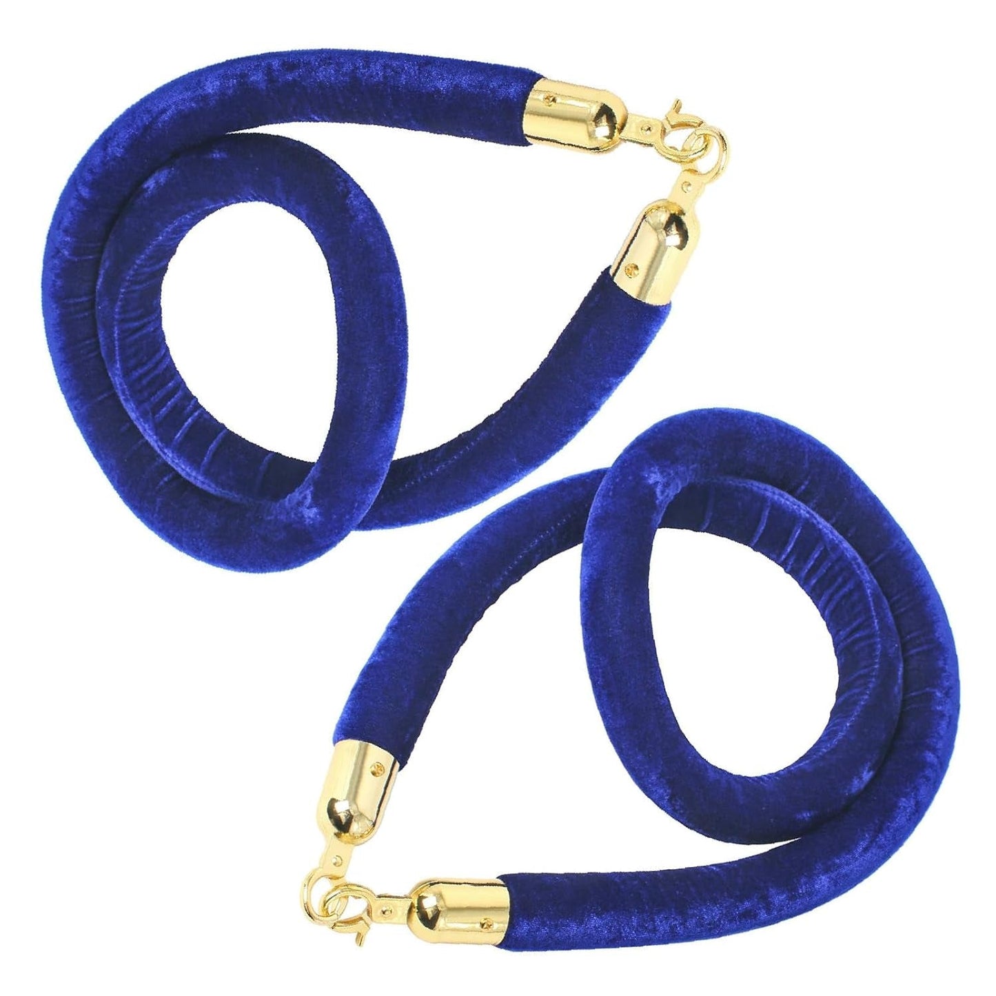 Novelbee 2Pcs Velvet Stanchion Ropes with Gold Hooks,10 Feet Stanchion Queue Barrier Ropes,Crowd Control Velvet Rope Safety Barriers for Party Decorations(Blue)