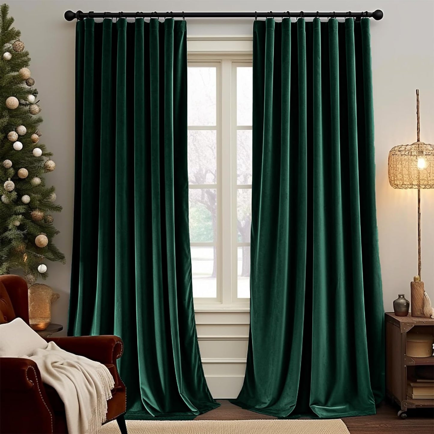 Lazzzy Brown Velvet Blackout Curtain Thermal Insulated Curtain Soft Luxury Noise Reducing Velvet Window Drape for Kids Bedroom Living Room Darkening Drape 96 Inch Long 1 Panel Gold Brown  TOPICK Emerald Green W52 X L96 