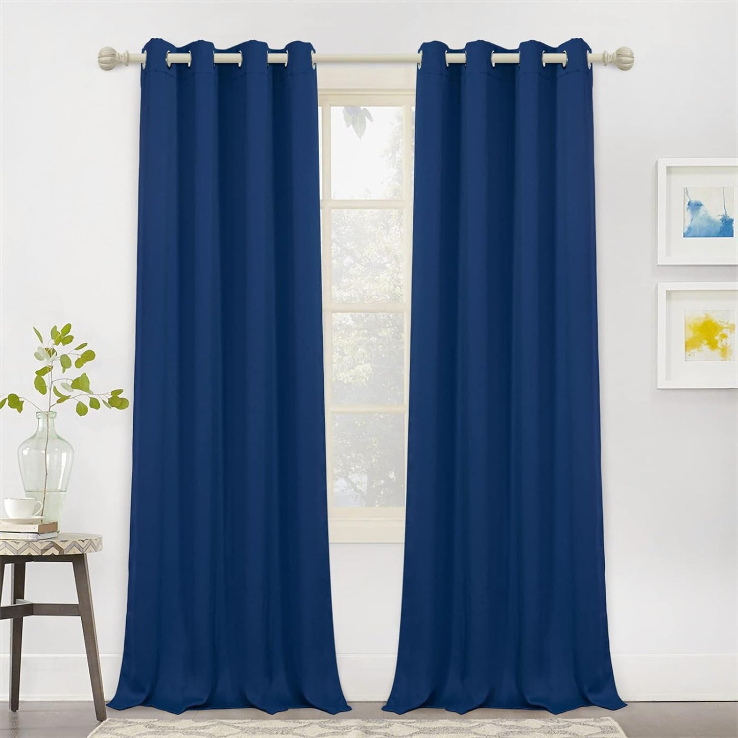 MYSKY HOME Black Curtains for Bedroom 90 Inch Long Blackout Curtains for Living Room 2 Panels Thermal Insulated Grommet Room Darkening Curtains Privacy Protect Window Drapes, 52 X 90 Inches, Black  MYSKY HOME Navy Blue 52W X 95L 