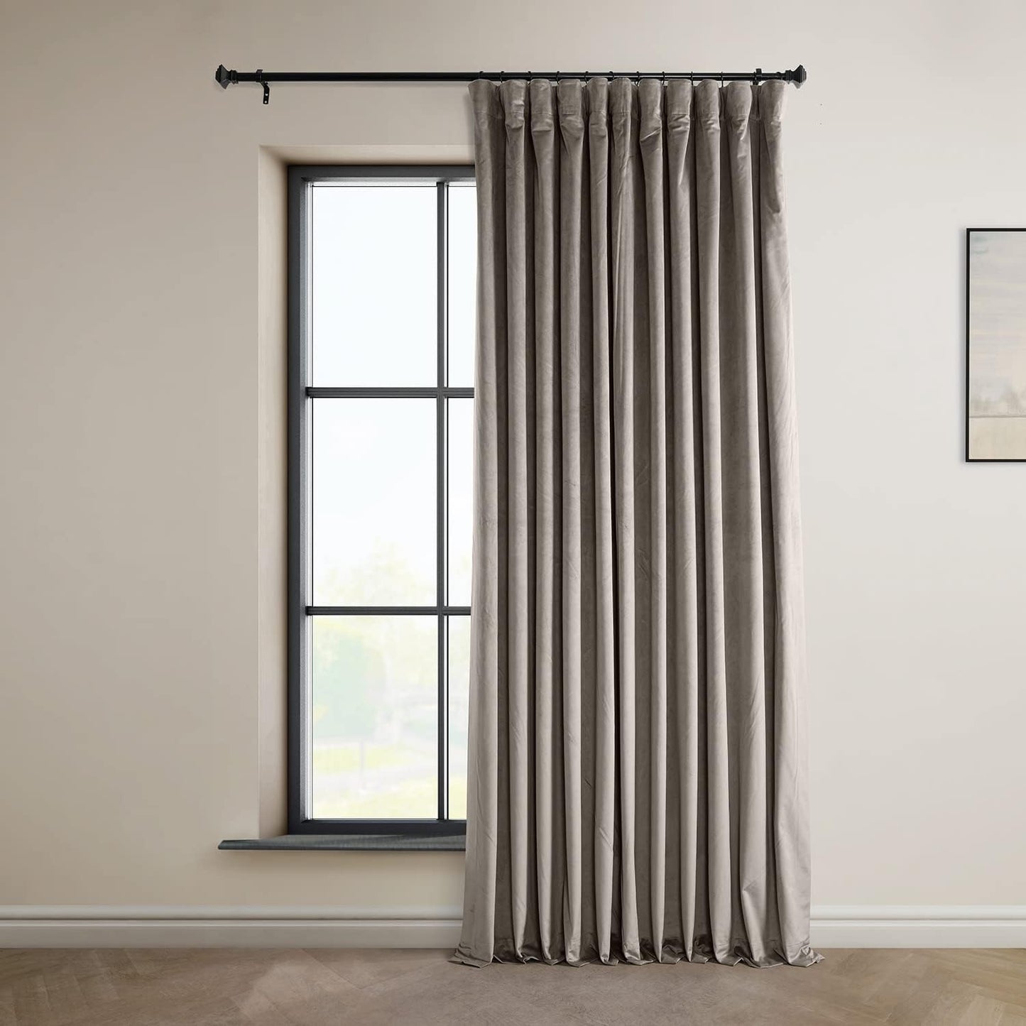 HPD HALF PRICE DRAPES Blackout Solid Thermal Insulated Window Curtain 50 X 96 Signature Plush Velvet Curtains for Bedroom & Living Room (1 Panel), VPYC-SBO198593-96, Diva Cream  Exclusive Fabrics & Furnishings Library Taupe 100 X 84 