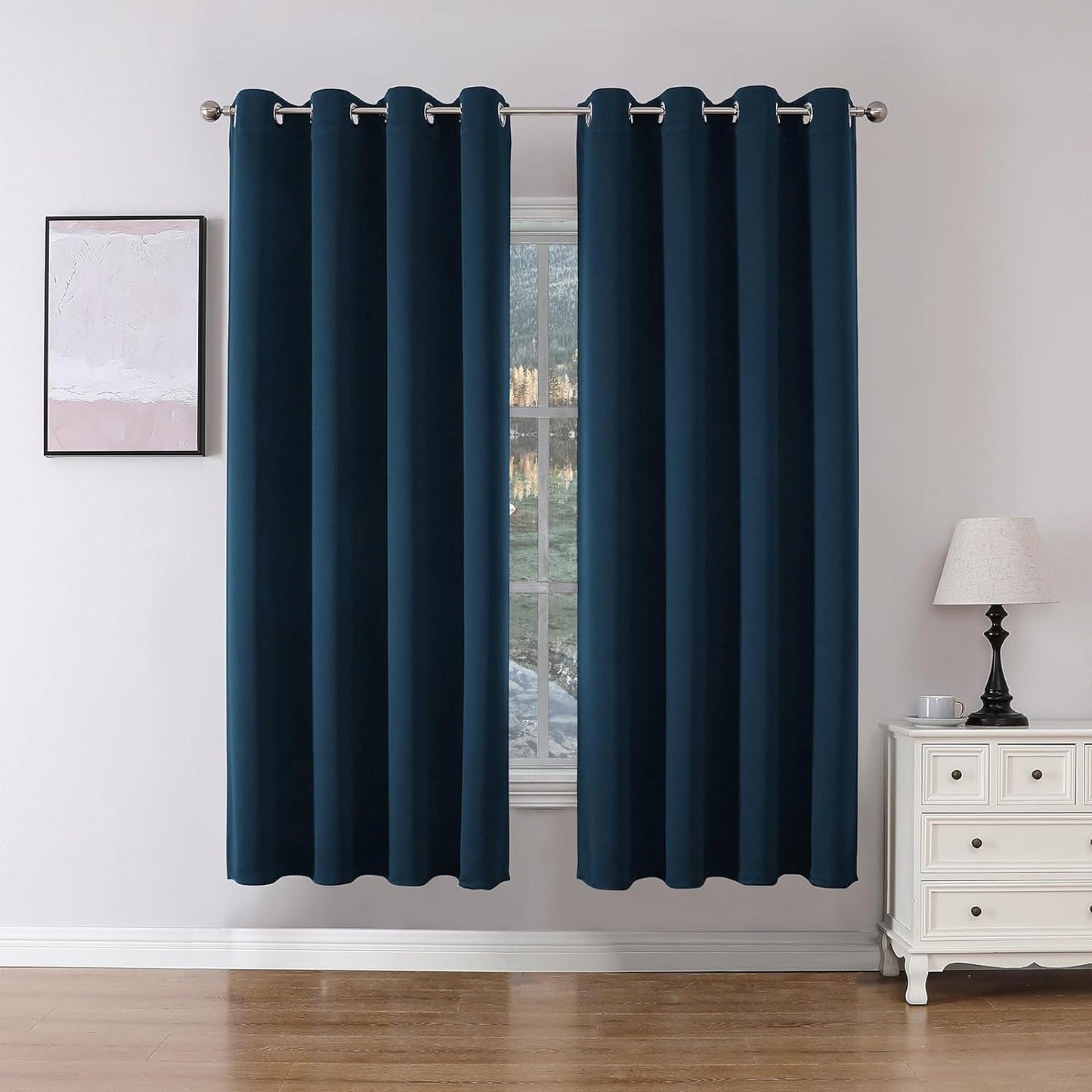 Joydeco Blackout Curtains 84 Inch Length 2 Panels Set, Thermal Insulated Long Curtains& Drapes 2 Burg, Room Darkening Grommet Curtains for Bedroom Living Room Window (Black, W52 X L84 Inch)  Joydeco Navy Blue 52W X 72L Inch X 2 Panels 