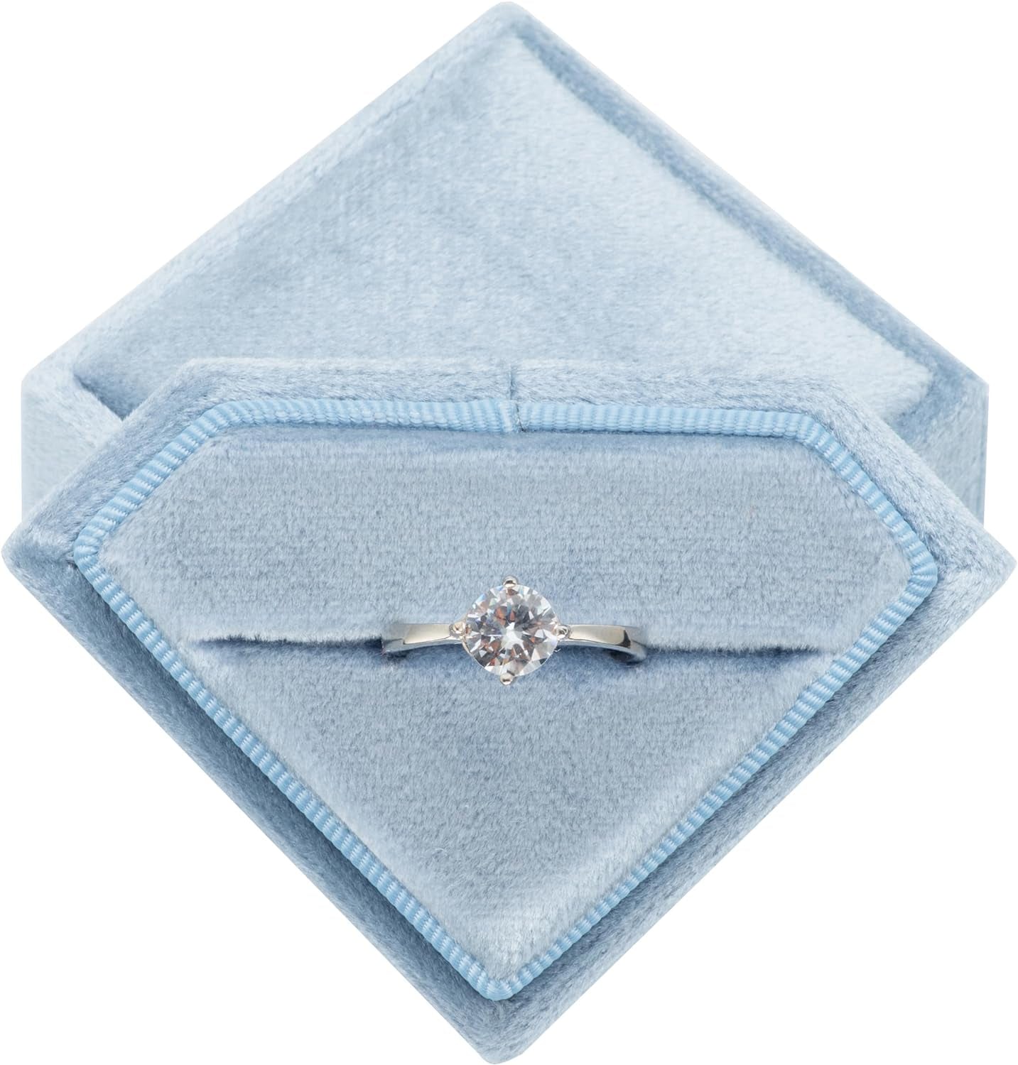 Diamond Shaped Velvet Single Ring Box for Engagement Proposal Wedding,Jewelry Ring Gift Box Jewelry Packaging Box (Blush Peach)