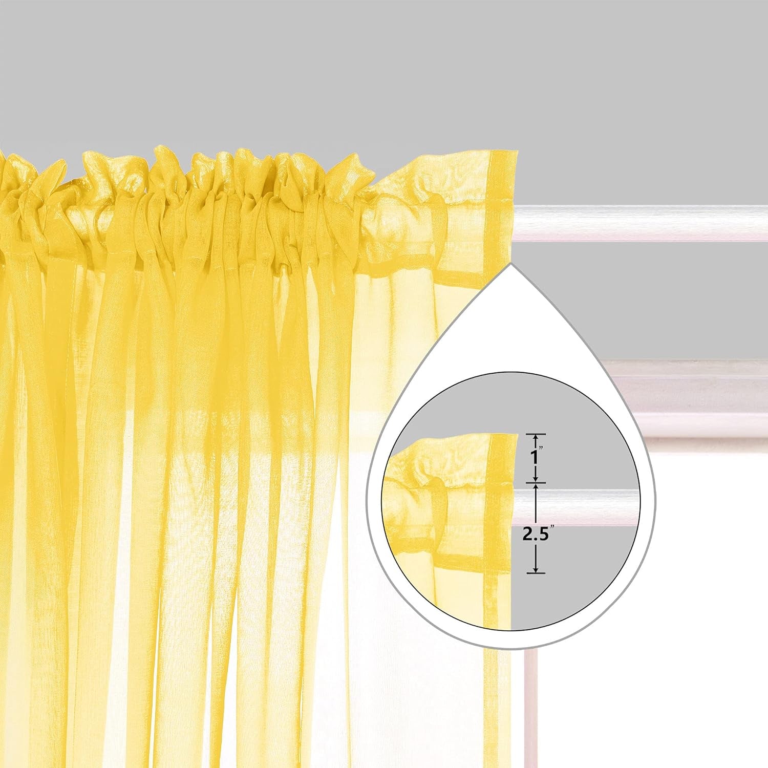 Kitchen Curtains Yellow Lemon and Light Grey Sheer Bathroom Window Curtains 42 X 45 Inch Length Sunflower Yellow and Gray  PITALK TEXTILE   