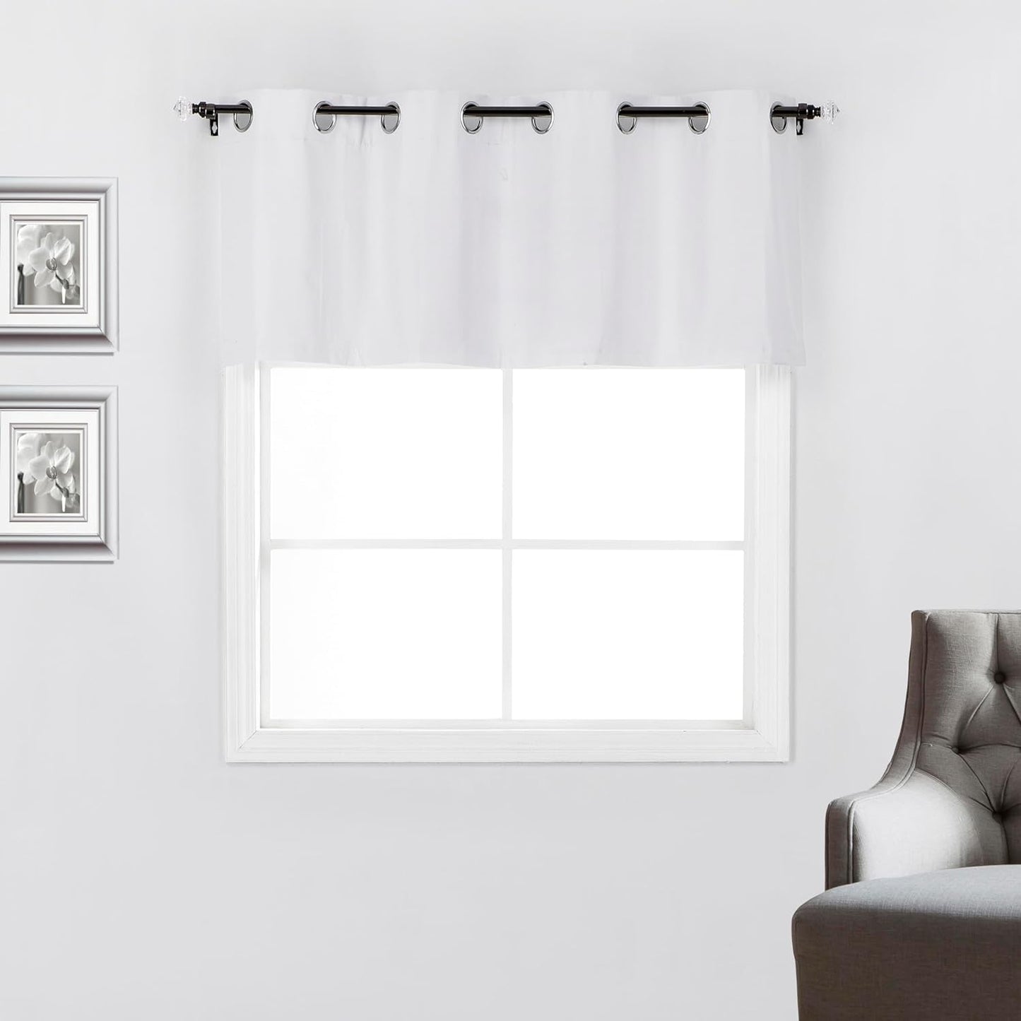 Madrista 100% Blackout Grommet Top Window Treatment Curtain Valances, 52" Wx 18" L, Black