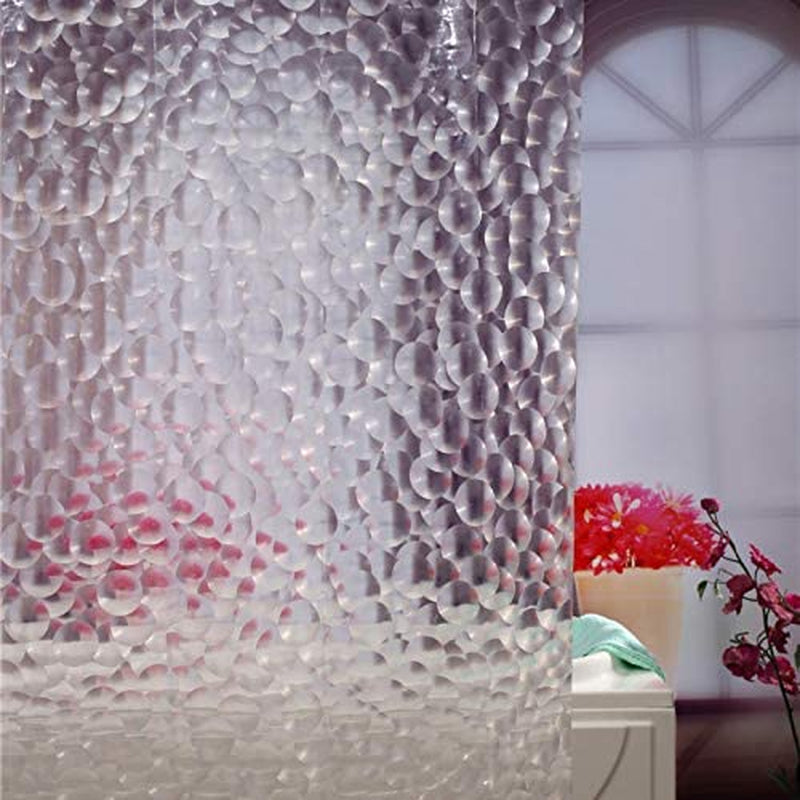 Adwaita Newest Design 3D Bubbles Shower Curtain Liner,No Odors,Eco Friendly (Clear)