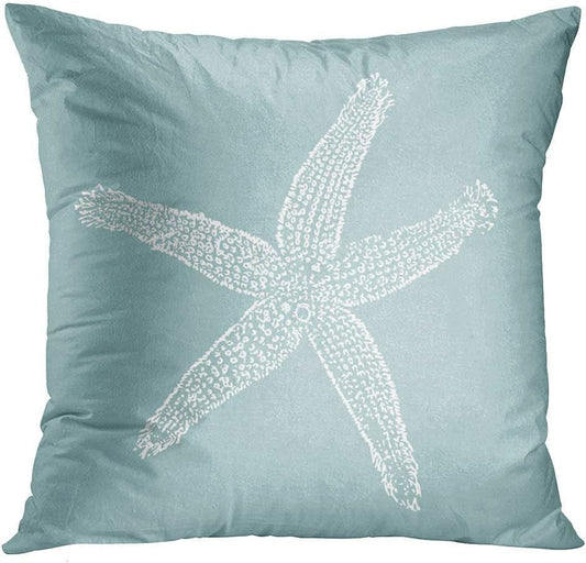Emvency Throw Pillow Cover Green Star Vintage Starfish Pastel Seafoam Blue Fish Decorative Pillow Case Home Decor Square 26 X 26 Inch Pillowcase