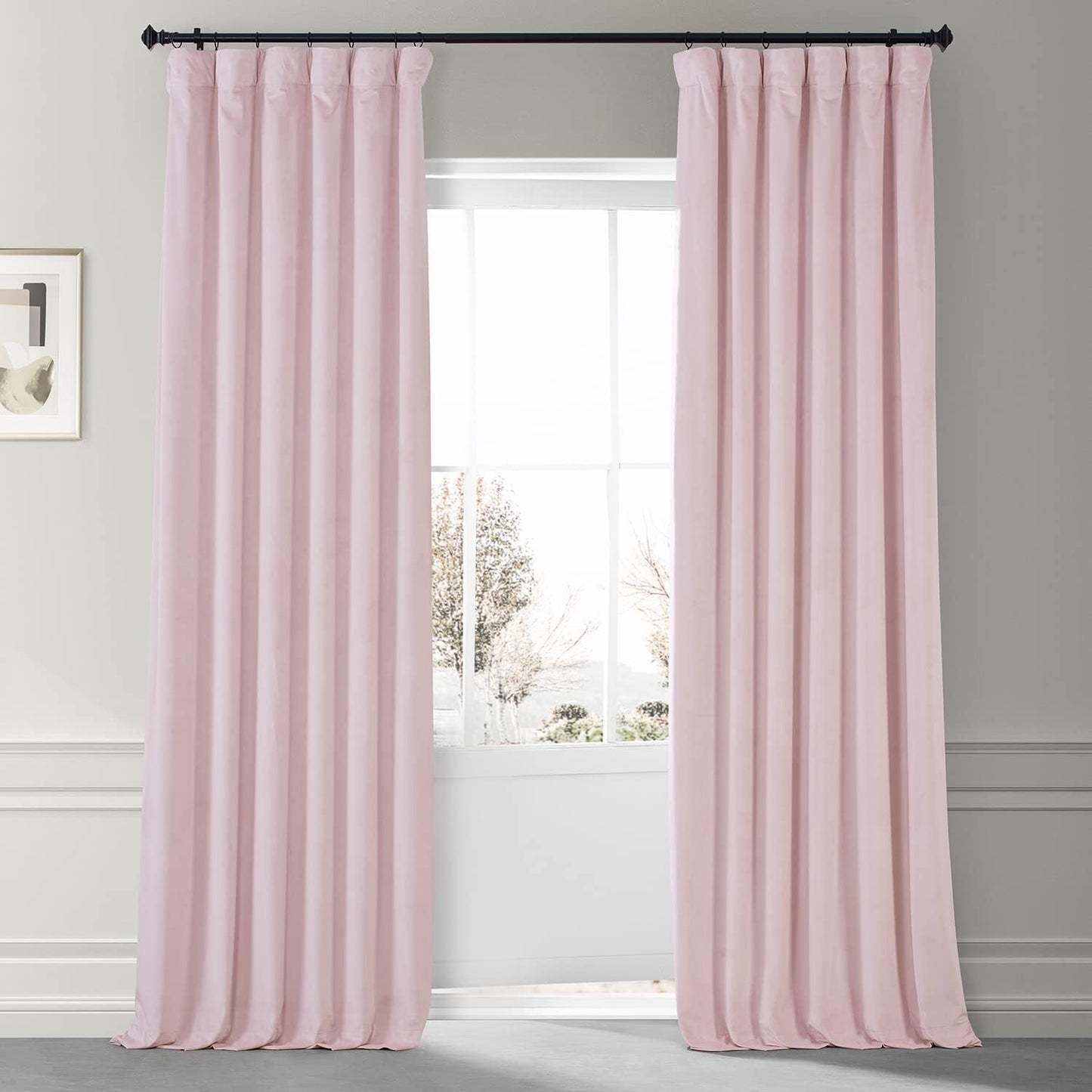 HPD HALF PRICE DRAPES Blackout Solid Thermal Insulated Window Curtain 50 X 96 Signature Plush Velvet Curtains for Bedroom & Living Room (1 Panel), VPYC-SBO198593-96, Diva Cream  Exclusive Fabrics & Furnishings Rose Water 50 X 108 