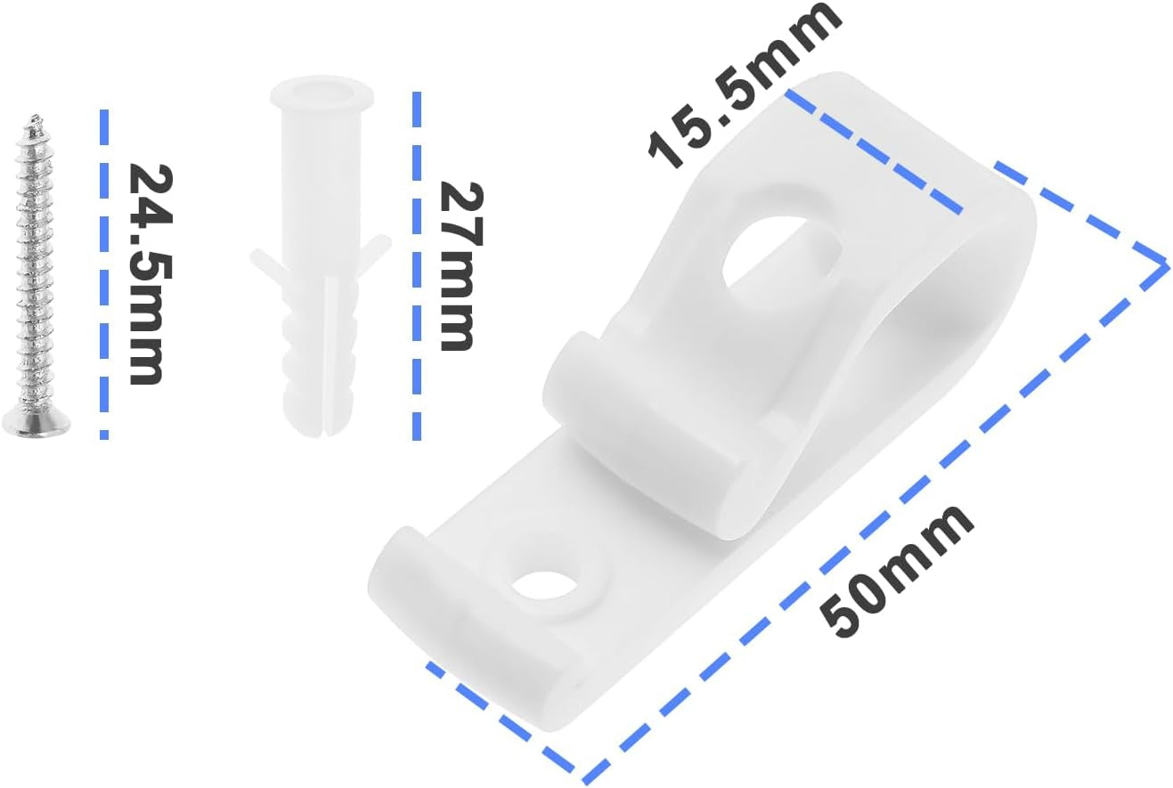 Emagtech 8PCS Roller Blind Safety Clips Plastic Roman Roller Blind Chain Cord P Clips for Vertical Roman Roller Venetian Honeycomb Shade Blinds White