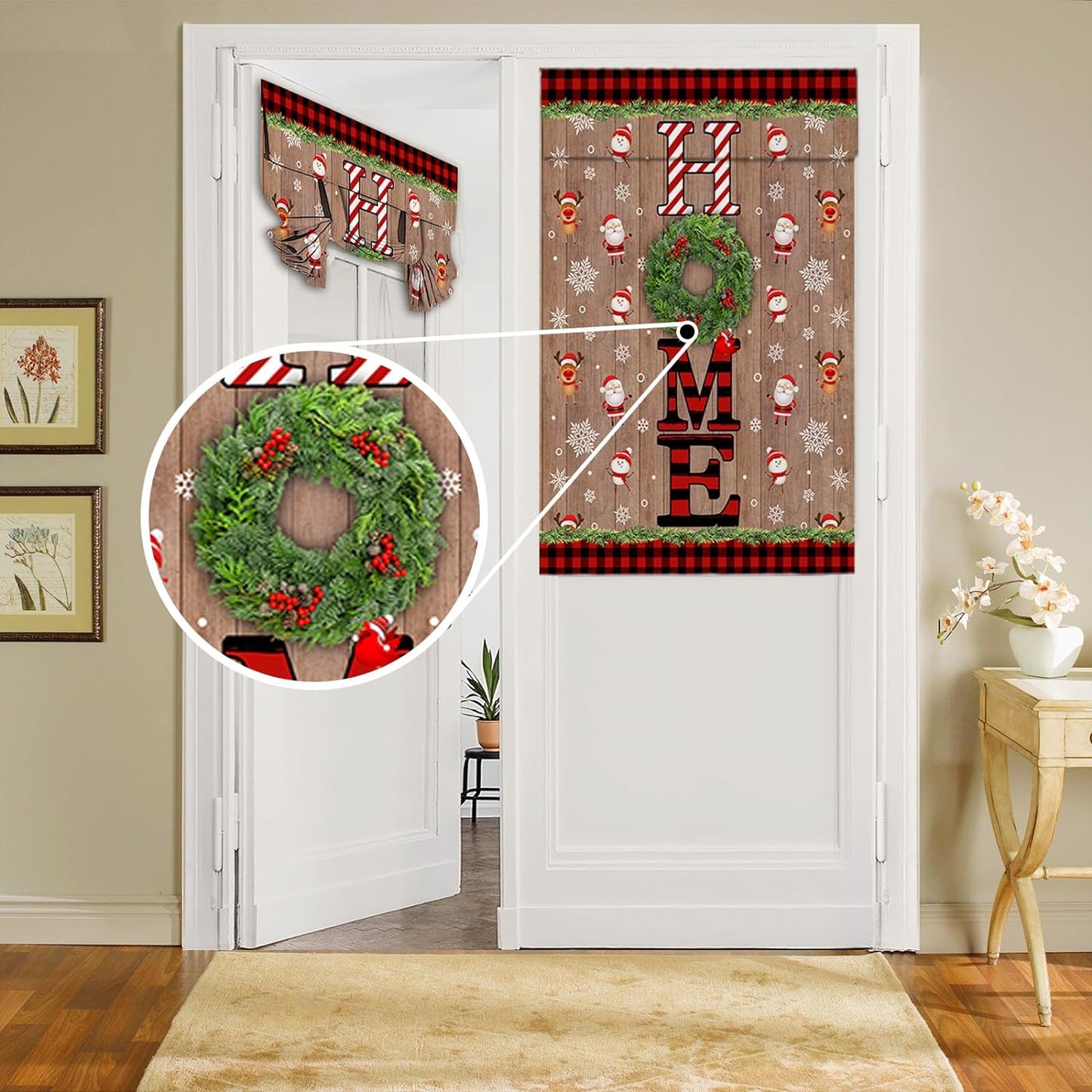 BEMIGO Door Curtains for Door Windows, Vintage Wooden Door Window Curtains for French Glass Door, Privacy Thermal Insulated Tie up Door Shades, Farmhouse Colorful Small Window Curtains 26 X 42 Inch  BEMIGO Red Brown 42.00" X 26.00" 