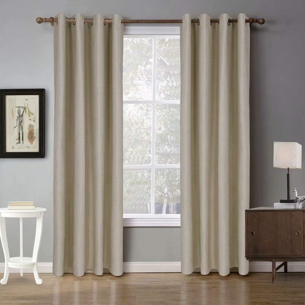 Mvchennl White Sheer Curtains Thick Linen Textured Silver Grommet 2 Panels Light Filtering Drapes for Living Room/Office/Dining Room Window Treatments, 55" Wx102 L  SoninMay Khaki 59"Wx102"L 