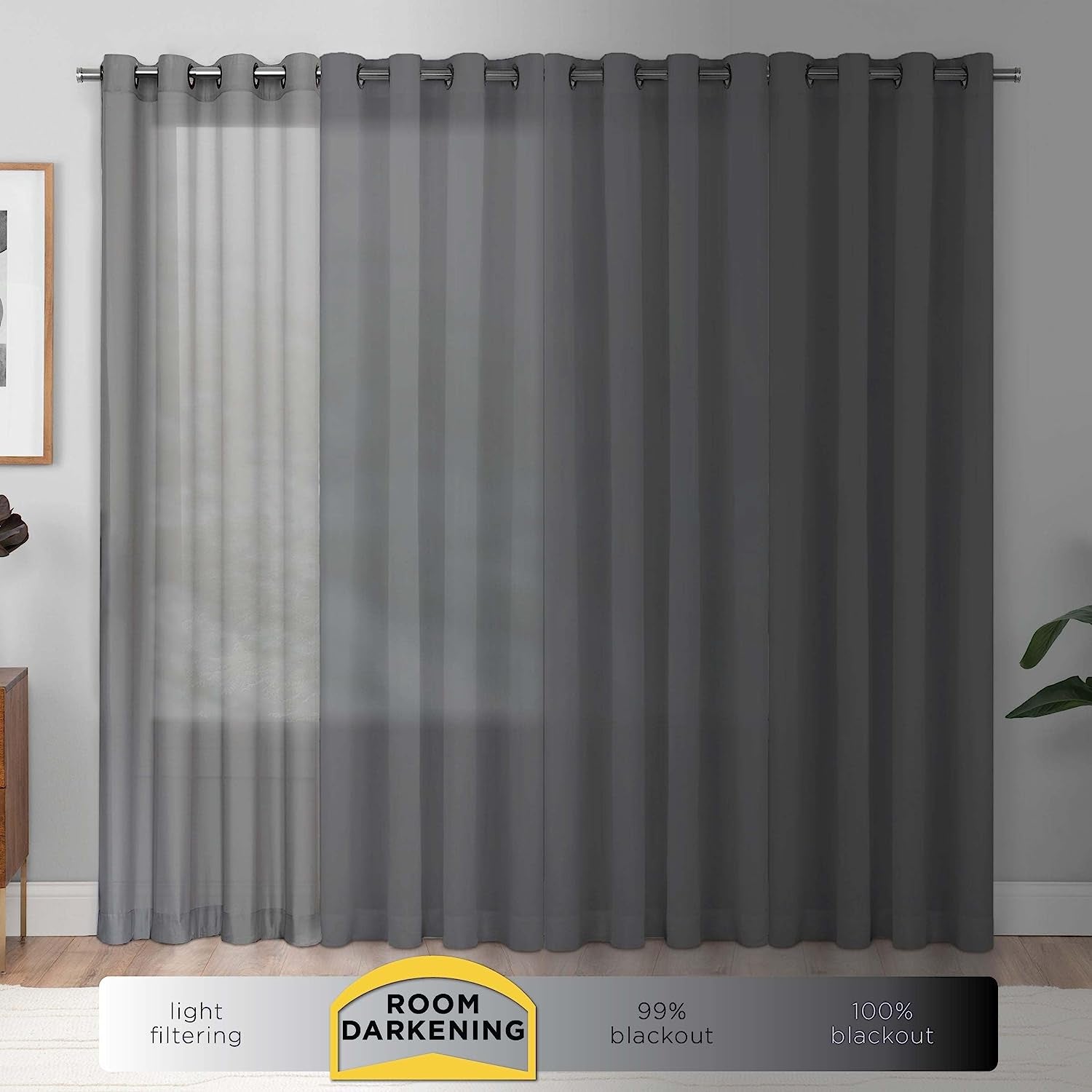 ECLIPSE Solid Minimalist Blackout Thermal Liner for Window Curtains with Drapery Hooks (2 Panel Set), 27" X 80", White  Ellery Homestyles   