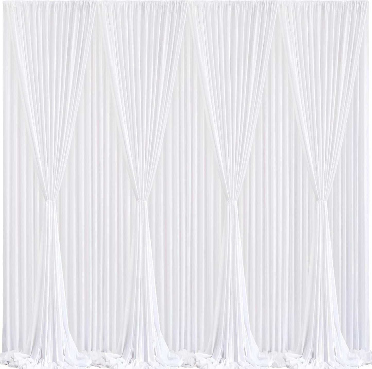 10Ft X 10Ft White Backdrop Curtain for Parties Thick Polyester White Wedding Drapes Panels Satin Curtains Decoration Back Drop Cloth for Photography Baby Shower Birthday Party