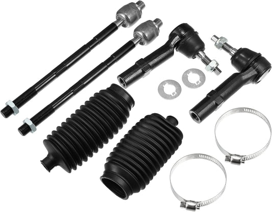 ACROPIX Front Outer Inner Tie Rod End Link with Bellows Fit for Chevrolet Traverse - Pack of 6 Black