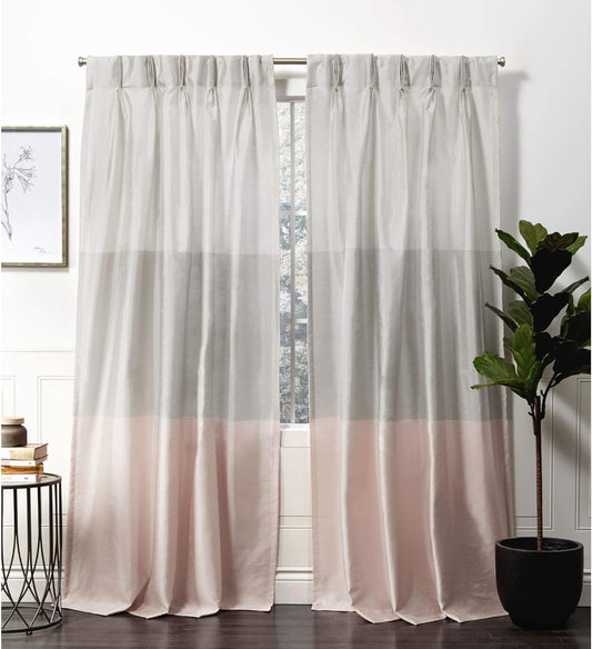 Exclusive Home Curtains Chateau Light Filtering Pinch Pleat Curtain Panels, 96" Length, Blush, Set of 2  Exclusive Home Curtains Blush 27X96 