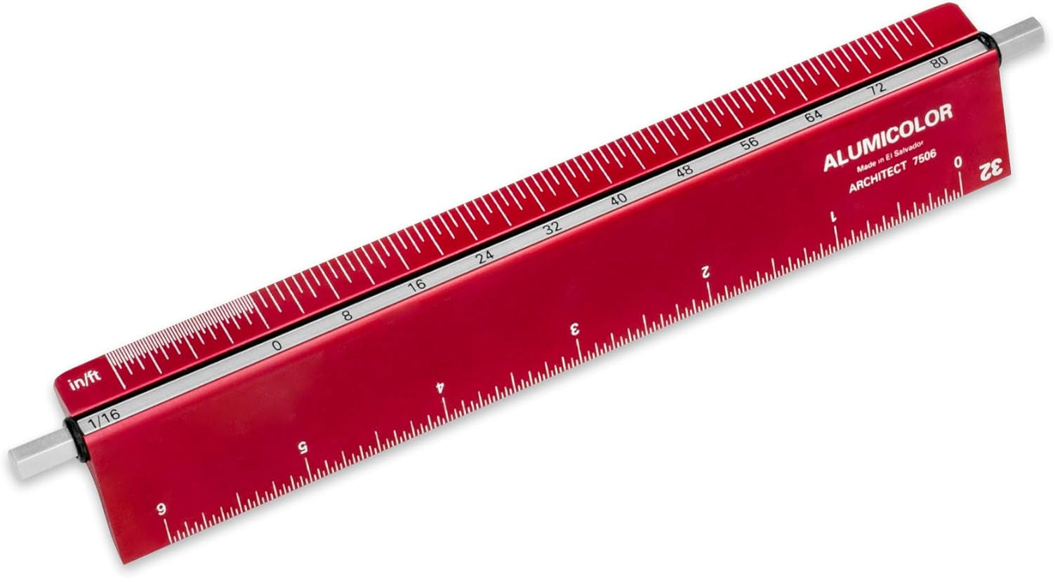 Alumicolor Select-A-Scale Architect Drafting Tool W/Rotating Calibration Rod (6IN, Red)