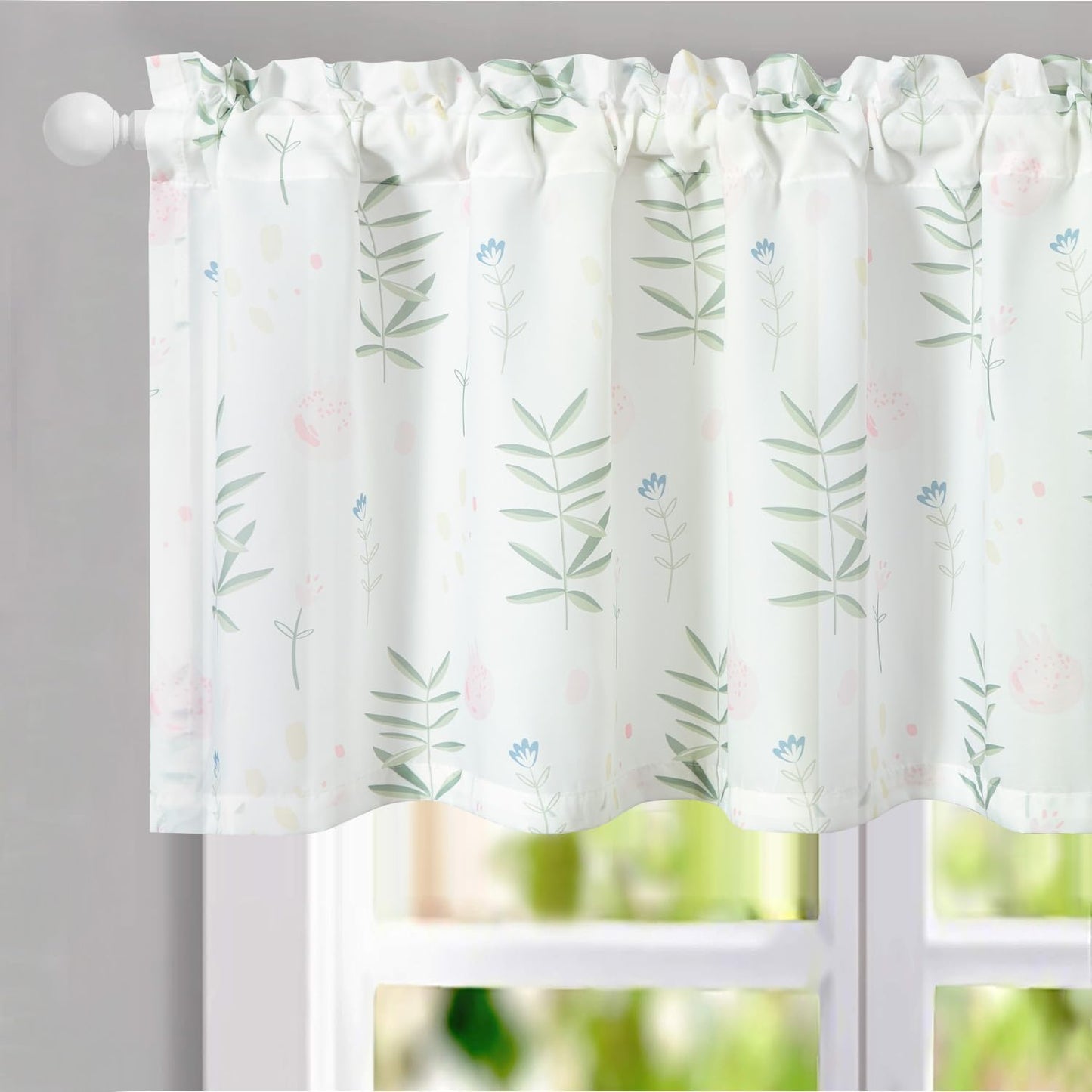 VOGOL Colorful Floral Print Tier Curtains, 2 Panels Smooth Textured Decorative Cafe Curtain, Rod Pocket Sheer Drapery for Farmhouse, W 30 X L 24  VOGOL Mn006 W52 X L18 