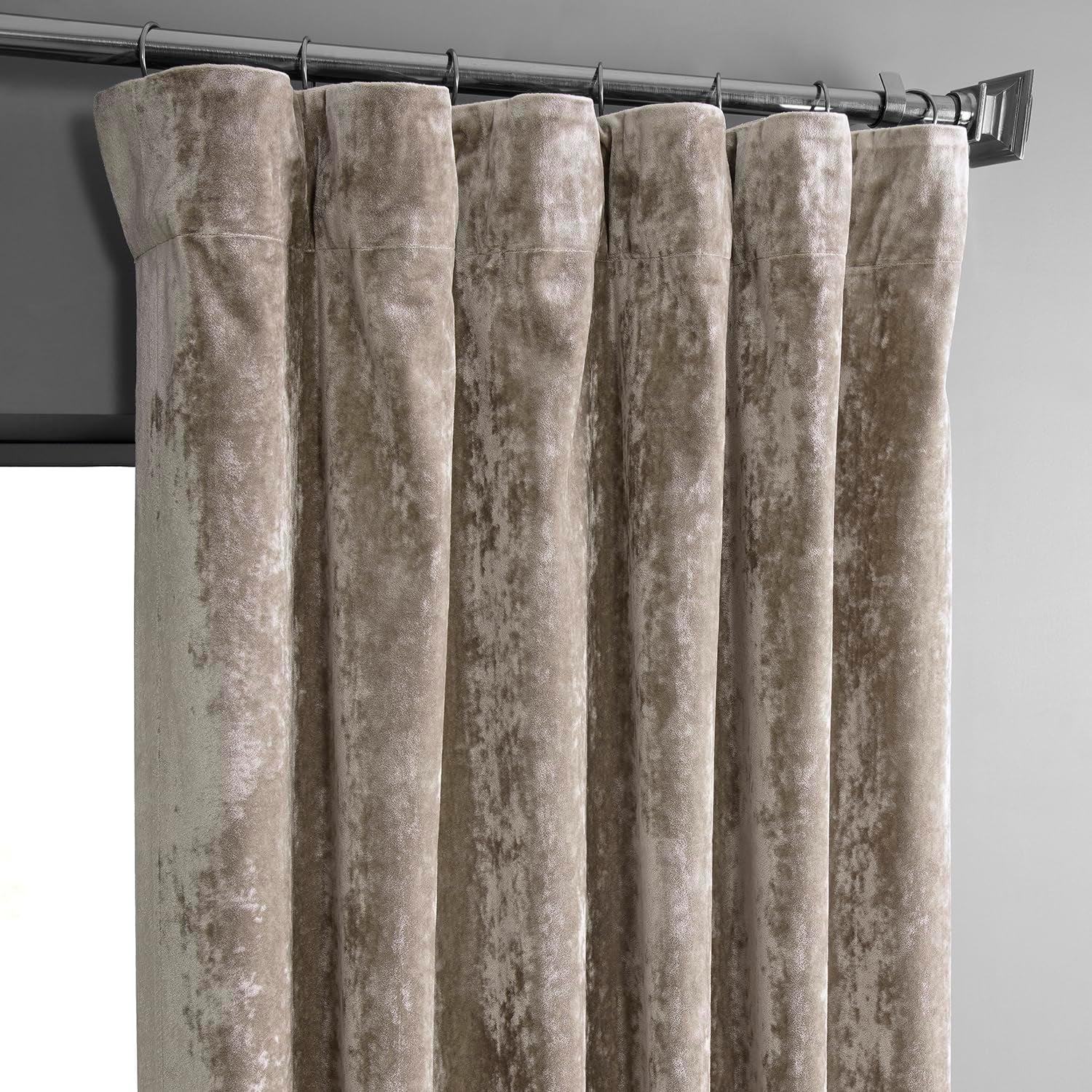 HPD Half Price Drapes Lush Crush Velvet Curtains - Room Darkening Curtain 96 Inches Long for Bedroom & Living Room, Luxury Look, Rod Pocket Design, (1 Panel), 50W X 96L, Taupe  Exclusive Fabrics & Furnishings   