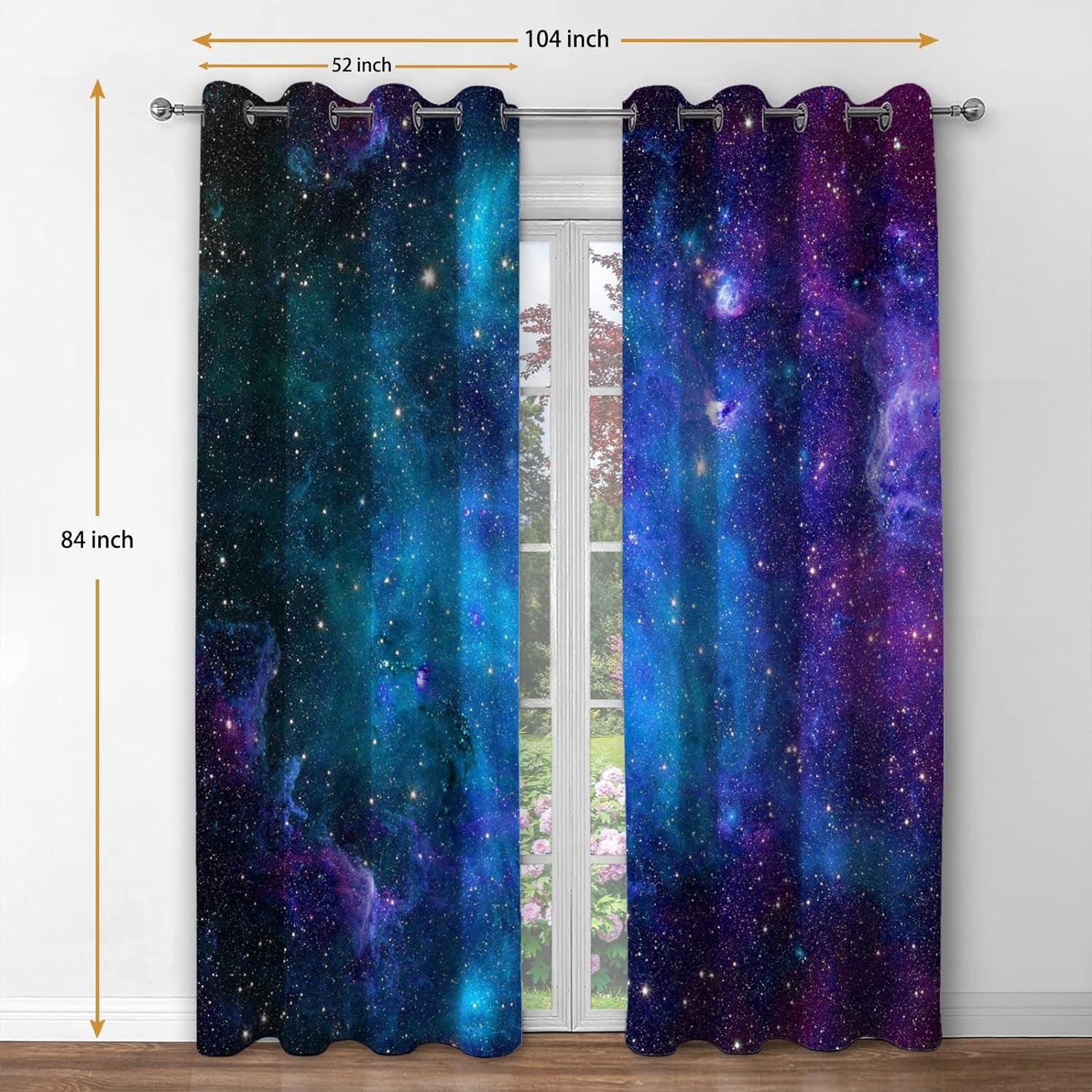 Jekeno Galaxy Blackout Curtains Outer Space Nebula Universe Starry Sky Stars Decor for Kids Boys Bedroom Living Room Grommet Window Drapes 2 Panel Set, 52"X84"  Jekeno   