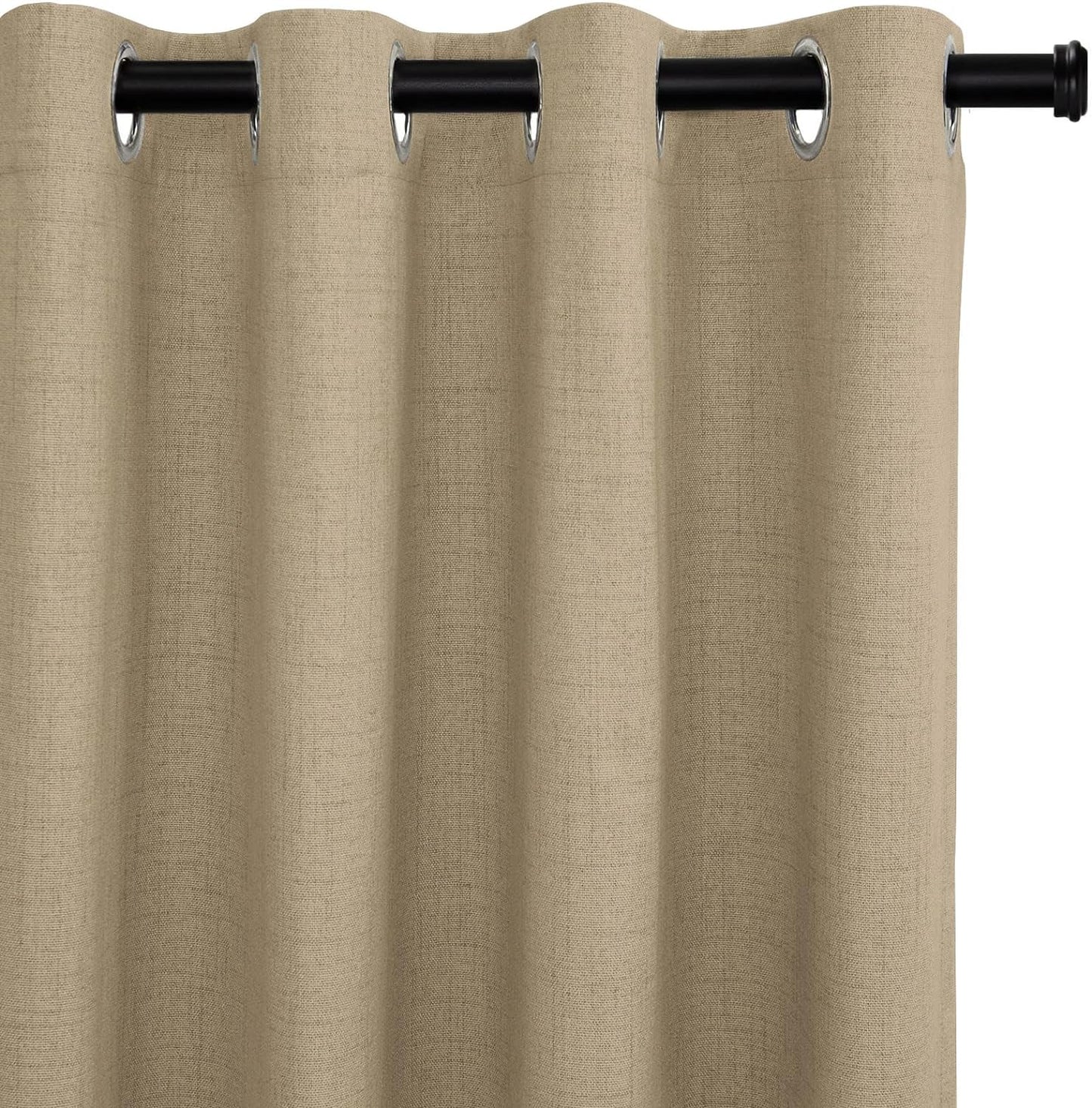 100% Blackout Shield Blackout Curtains Extra Wide Blackout Curtains 100 Inch Patio Door Curtains Linen Blackout Curtain Burlap Curtains for Sliding Glass Door(W100 X L84 1 Panel, Beige)  100% Blackout Shield Natural 50''W X 84''L 